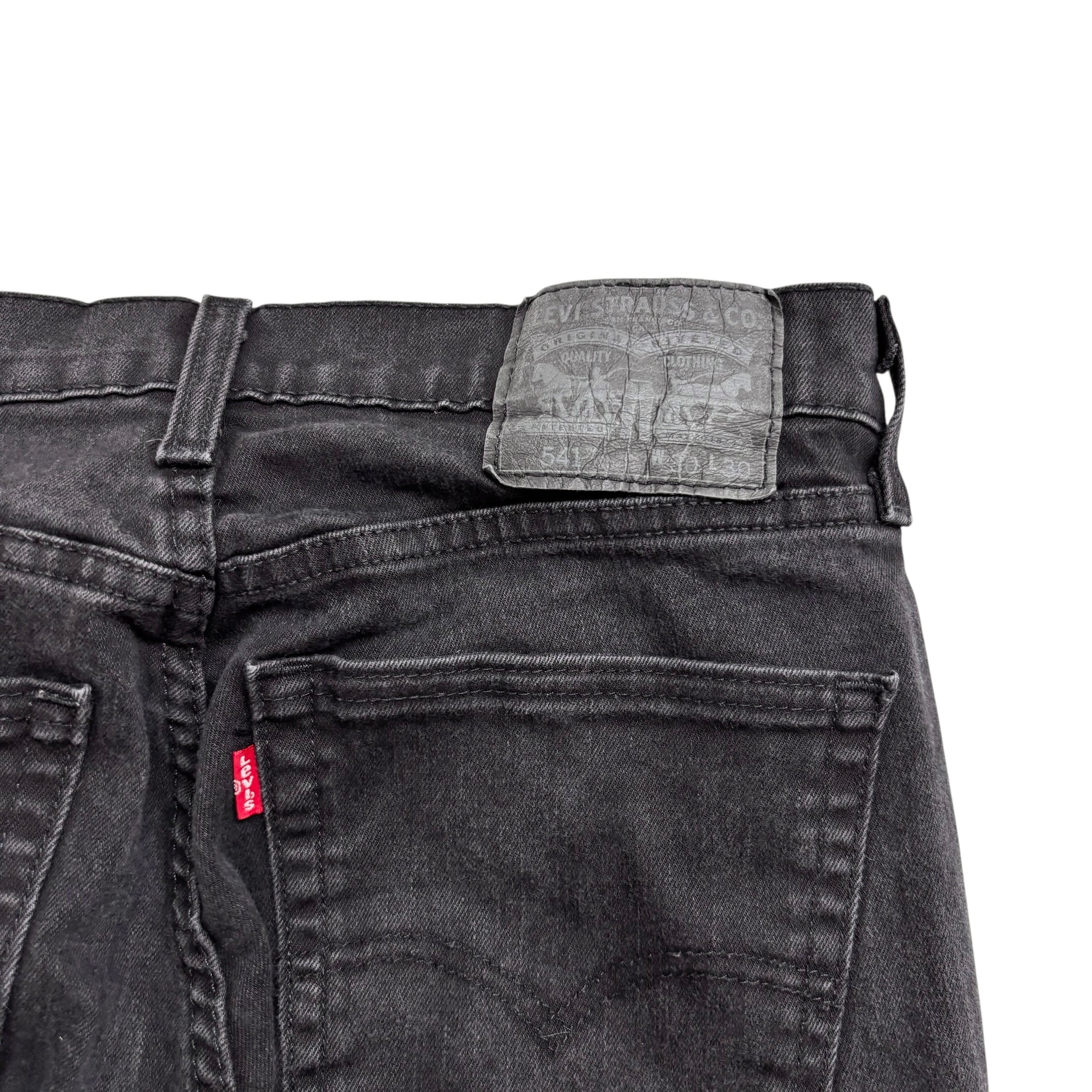 Levis 541 Jeans W30 L29 Mens Black Athletic Tapered Fit Stretch Denim (E)