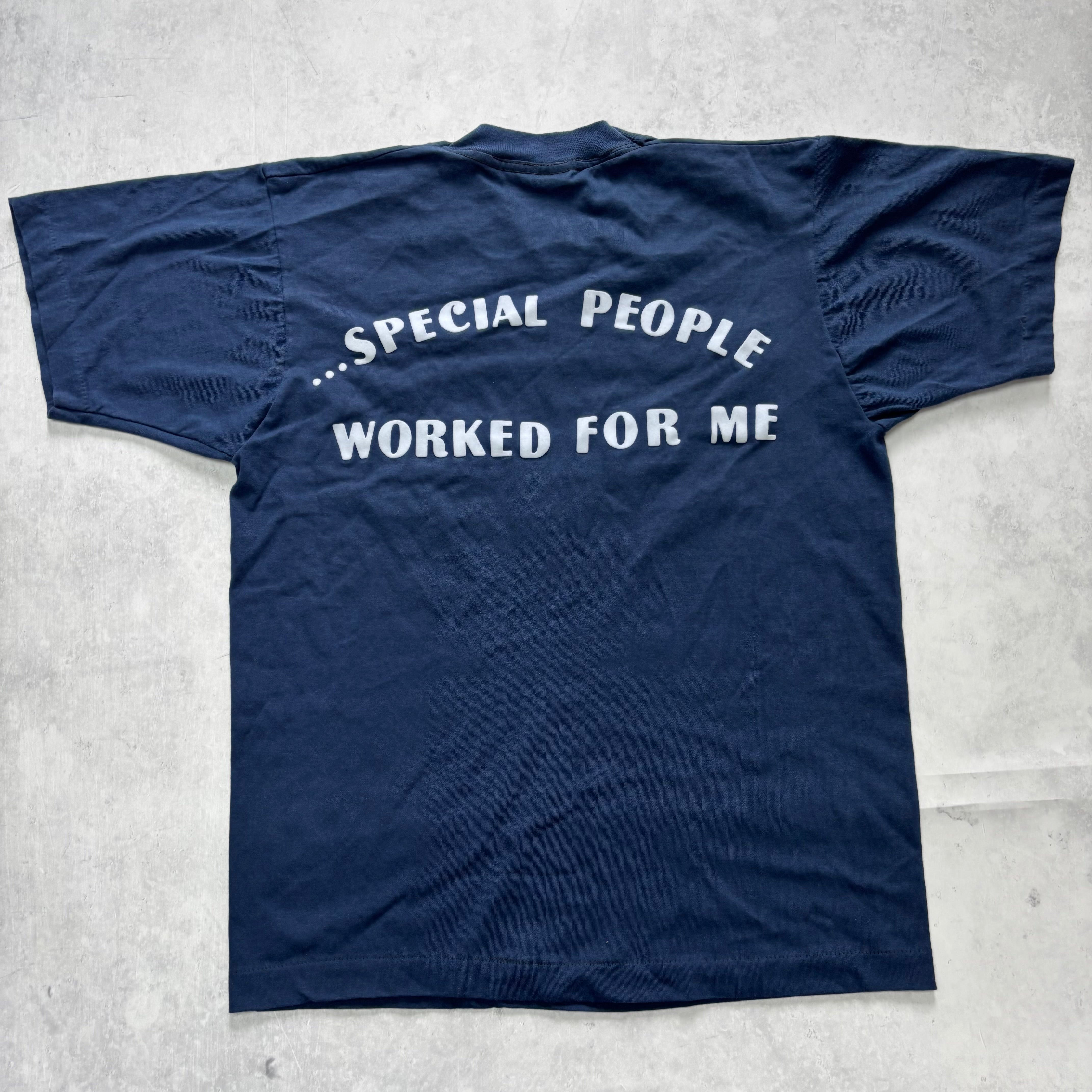 Vintage T Shirt Womens Large Navy Blue Single Stitch Graphic Print 90s USA (E)