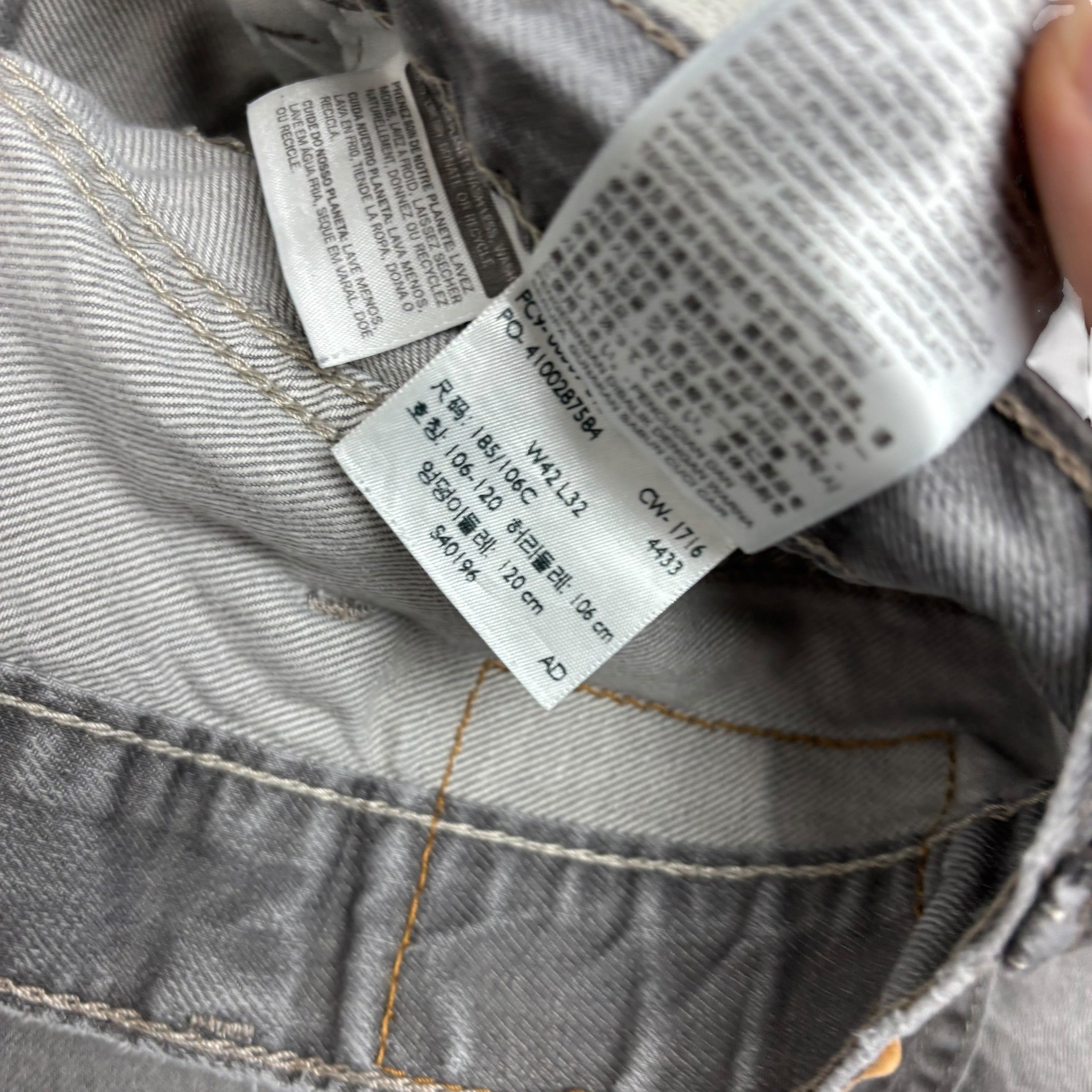 Levis 569 Jeans W42 L30 Mens Grey Baggy Relaxed Straight Fit Denim (F)