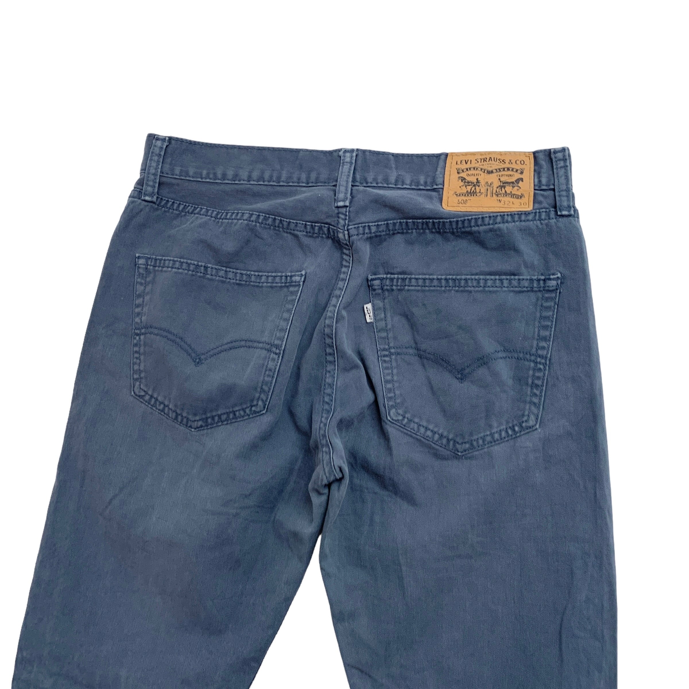 Levis 508 Trousers W32 L30 Mens Blue Regular Tapered Fit Cotton Pants