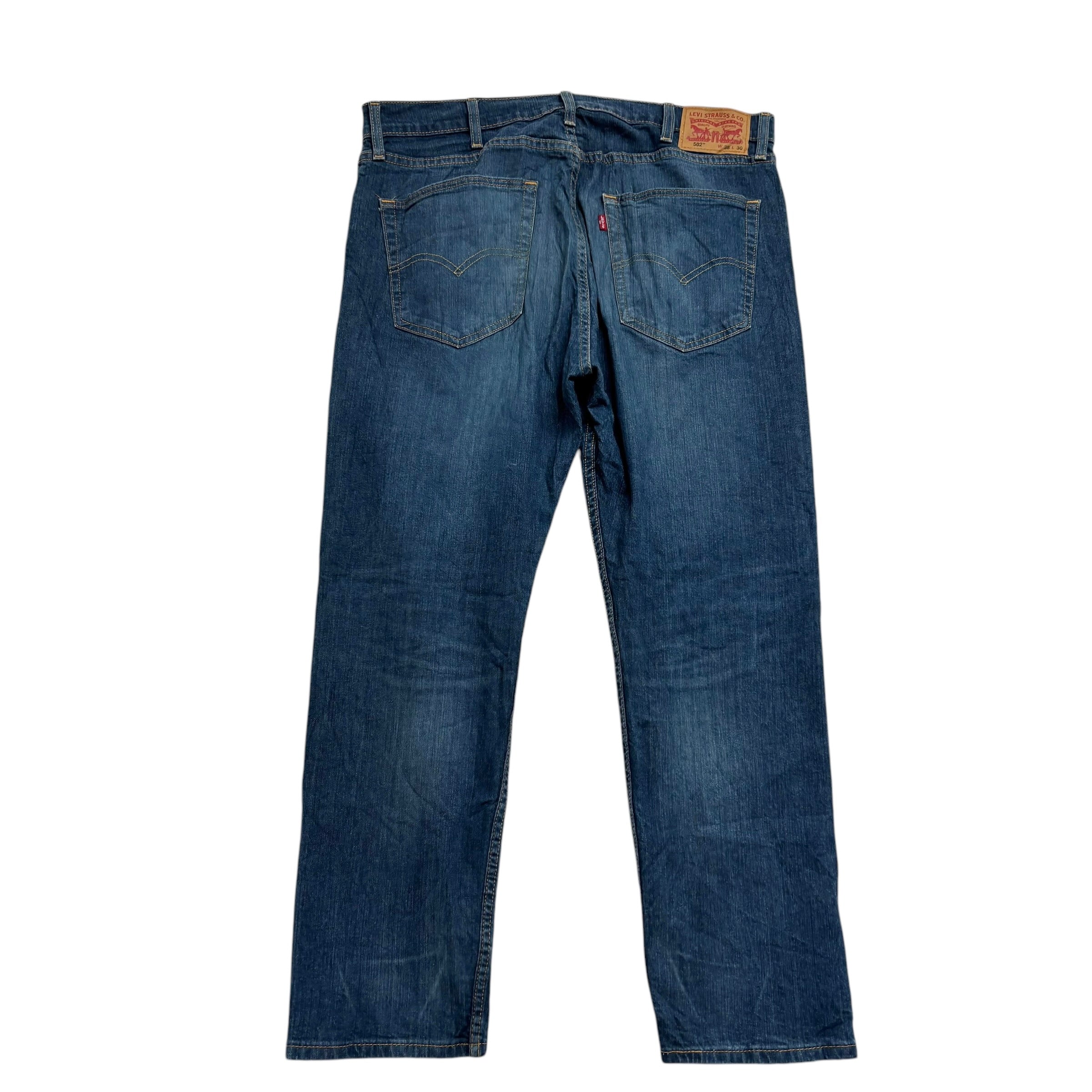Levis 502 Jeans W38 L29 Mens Dark Blue Regular Tapered Fit Stretch Denim (E)