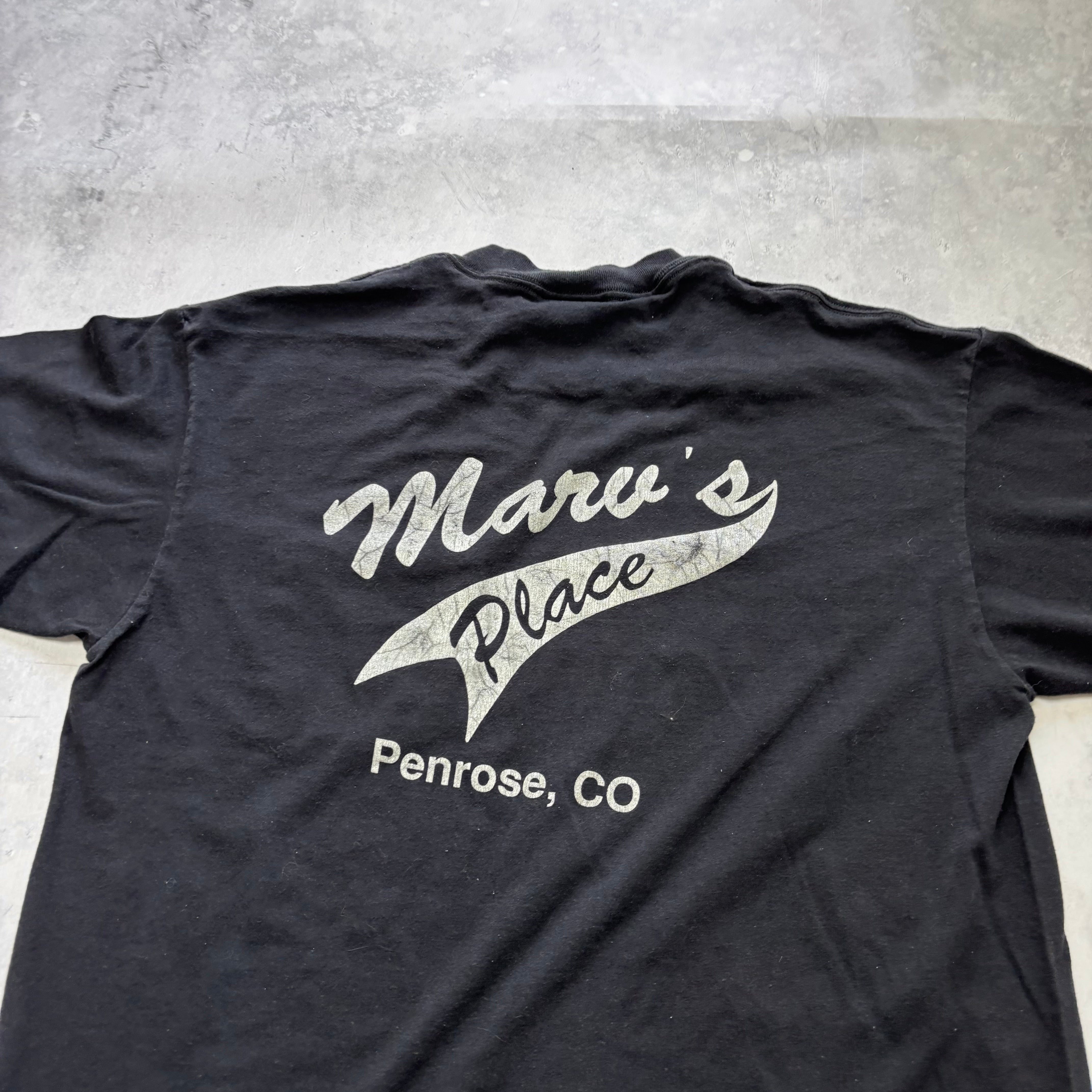 Vintage T Shirt Mens Medium Black Single Stitch Graphic Print 90s USA