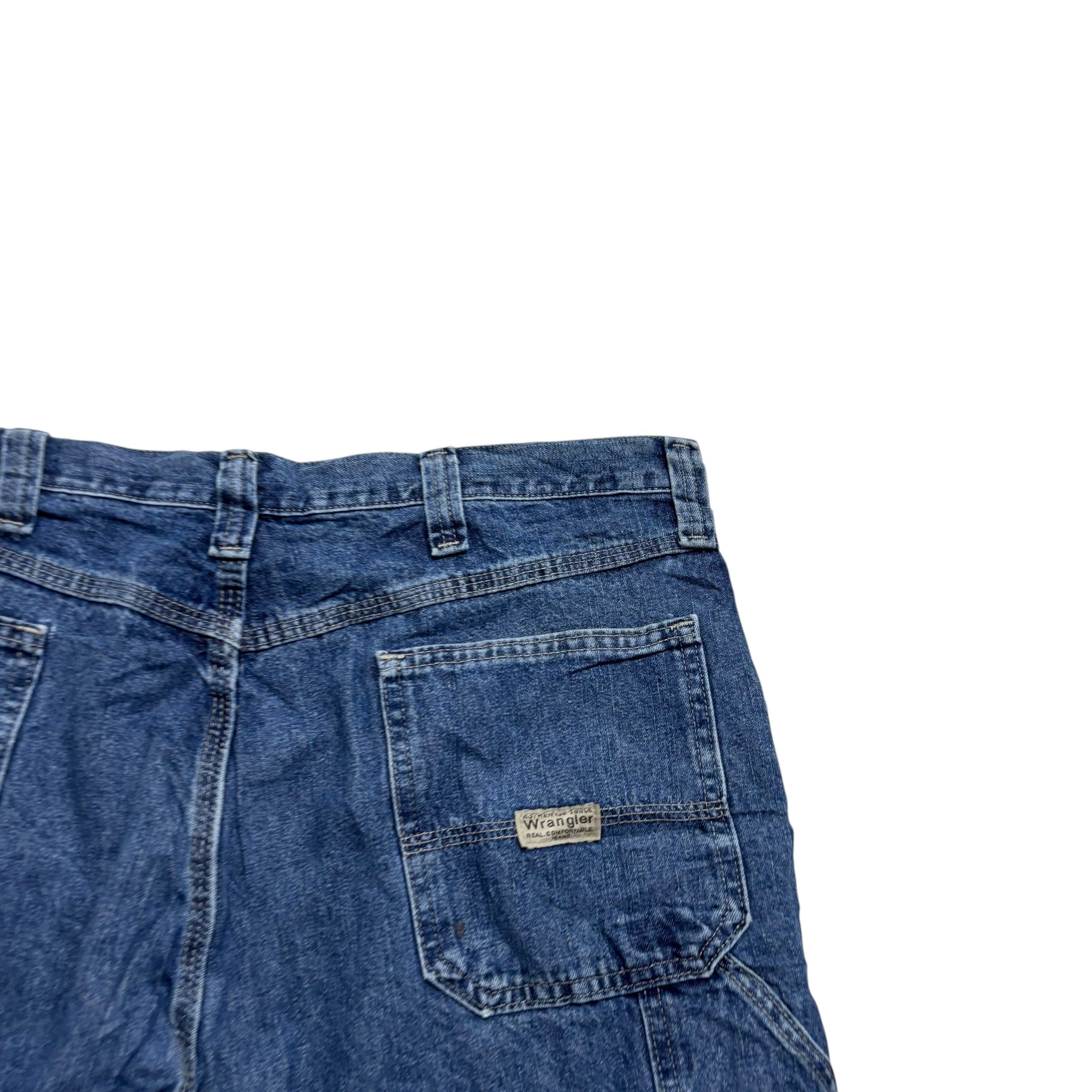 Wrangler Baggy Jorts W38 Mens Mid Blue Denim Shorts Relaxed Fit Carpenter (F)