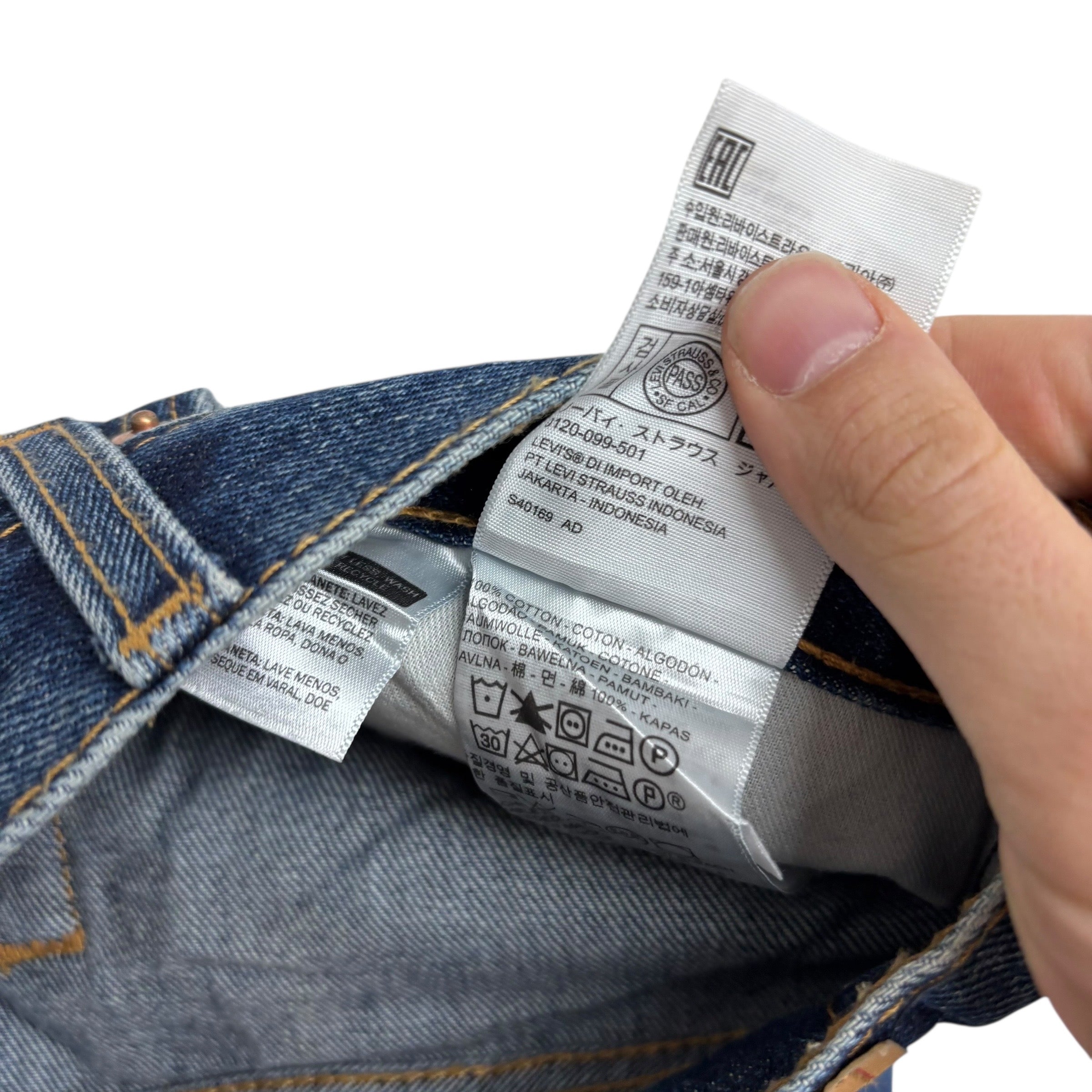 Levis 505 Jeans W33 L36 Mens Mid Blue Regular Straight Fit Denim (E)