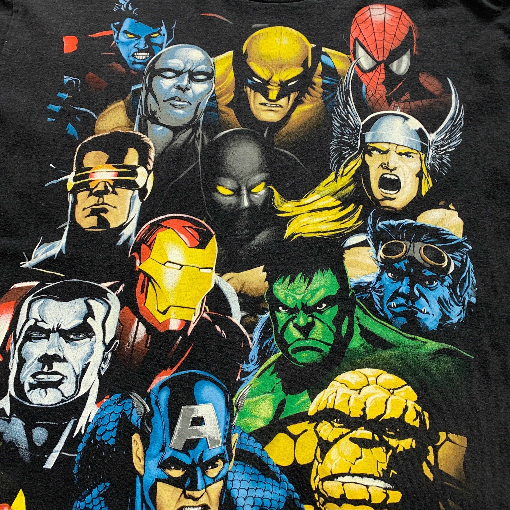 Vintage T Shirt Mens Large Black Marvel Mad Engine Graphic Print Comics Y2K