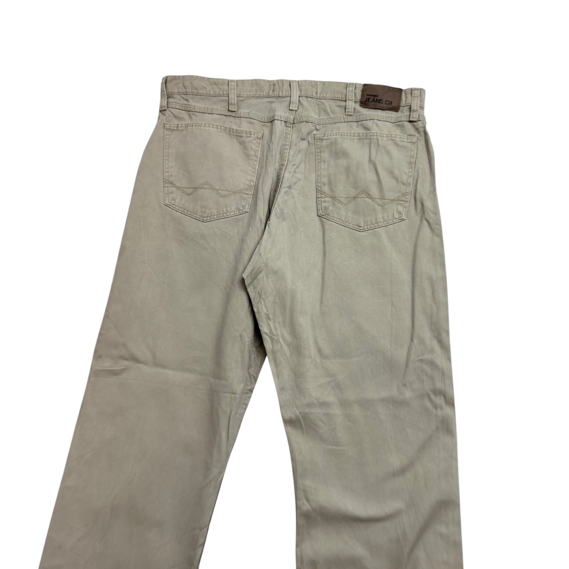 Wrangler Trousers W34 L29 Mens Beige Relaxed Baggy Straight Fit Cotton Pants