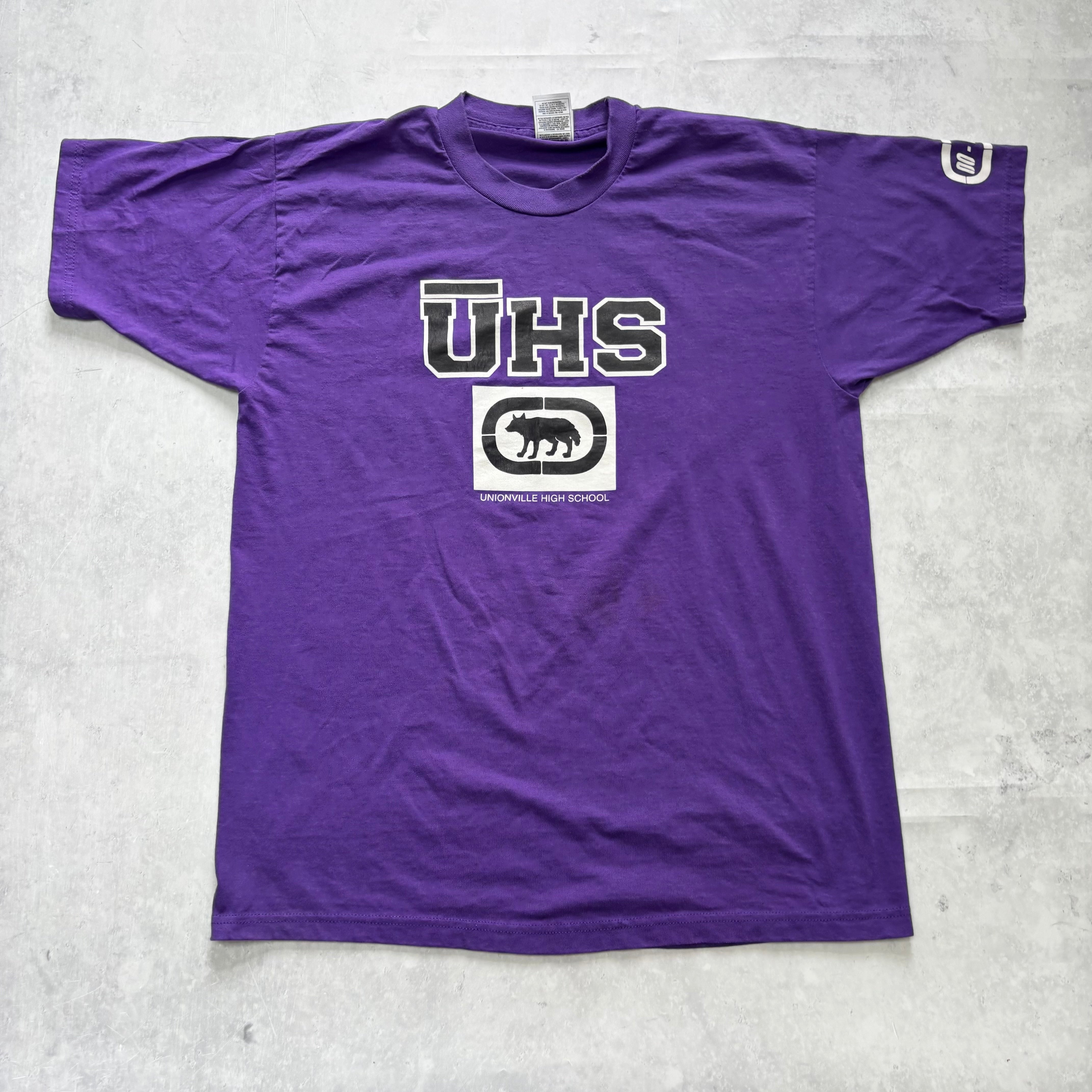 Vintage T Shirt Mens Large Purple Graphic Print 90s College