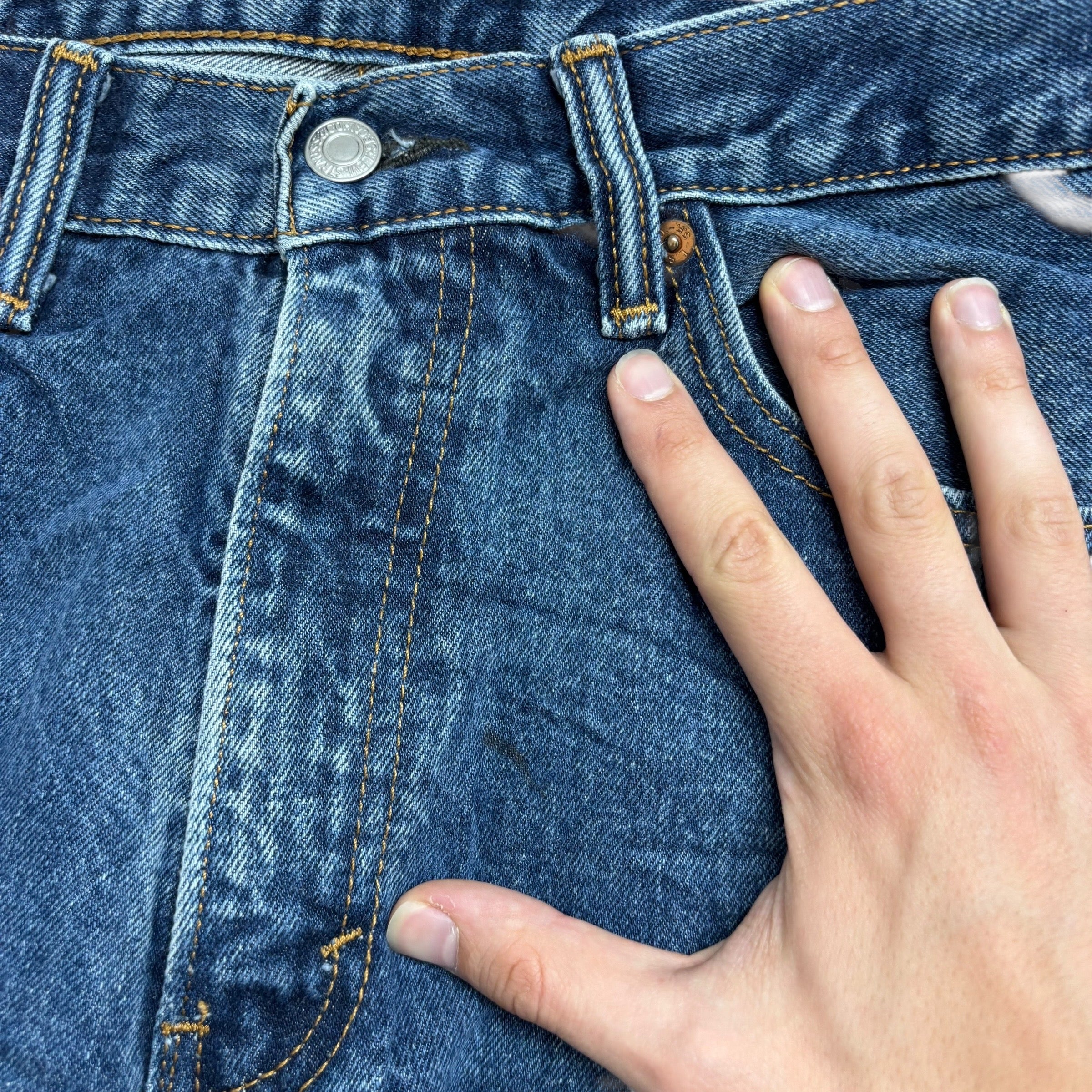 Levis 550 Jeans W33 L34 Mens Mid Blue Baggy Relaxed Straight Fit Denim