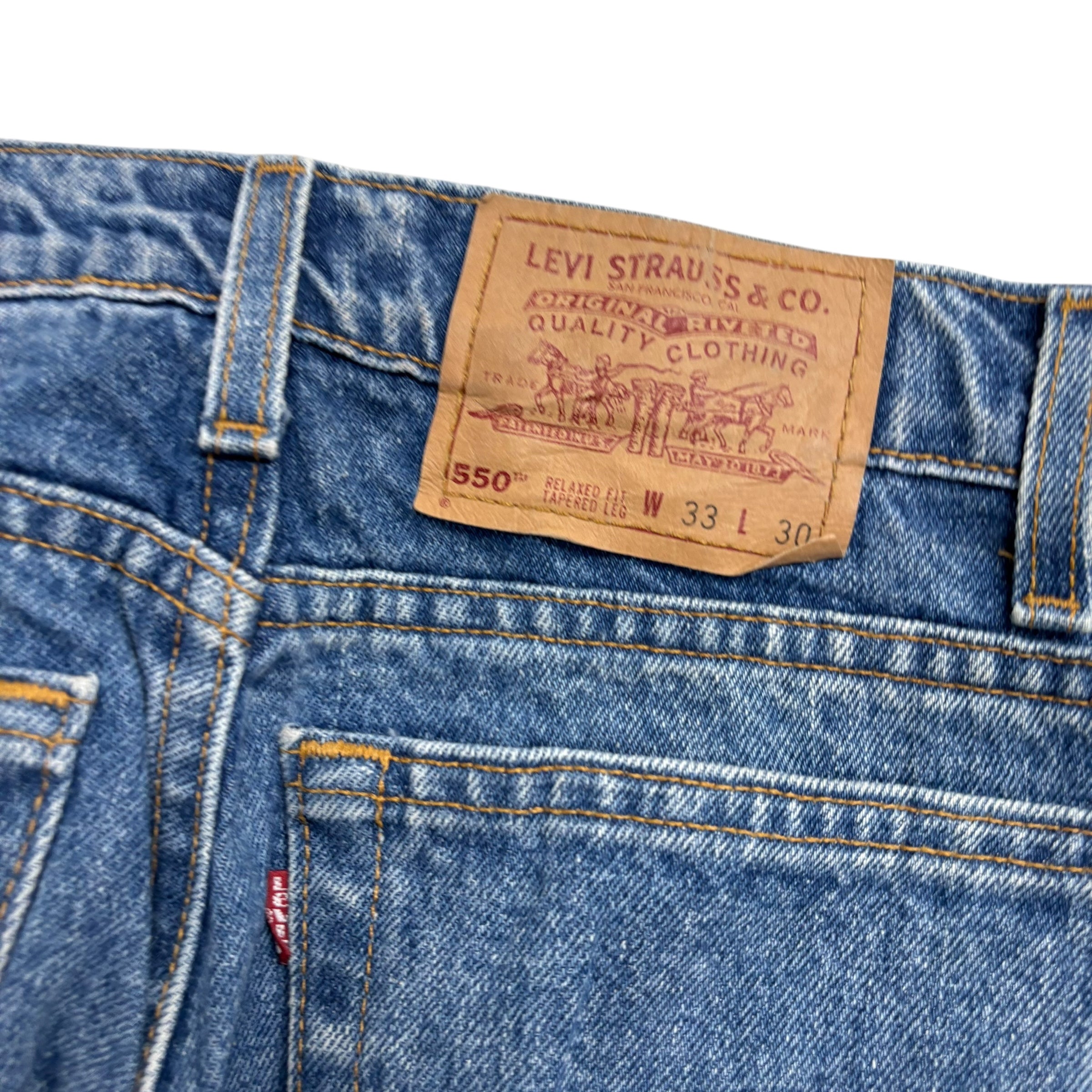 Levis 550 Jeans W32 L30 Mens Mid Blue Relaxed Tapered Fit Vintage Made In USA