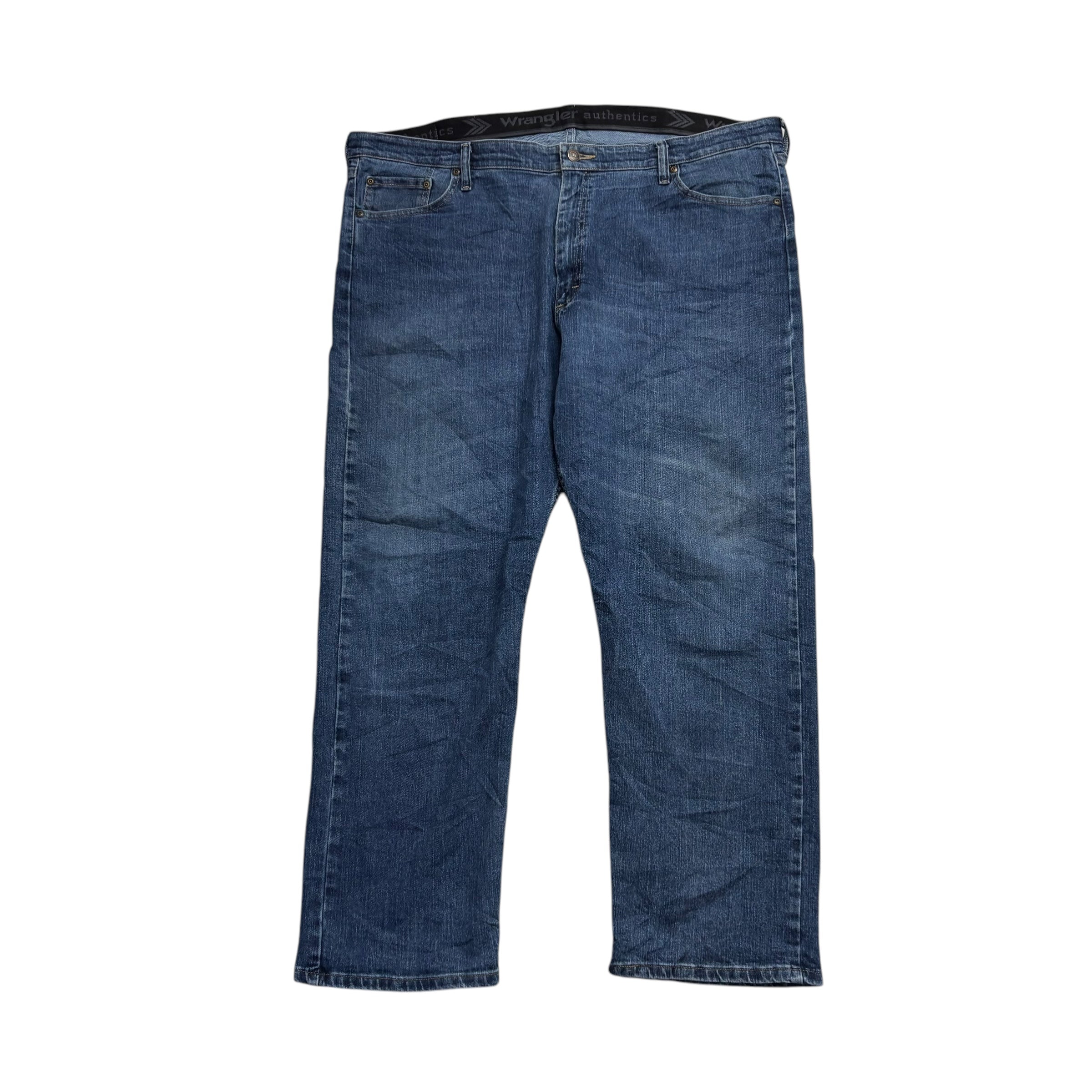 Wrangler Jeans W44 L30 Mens Dark Blue Regular Straight Fit Stretch Denim (E)