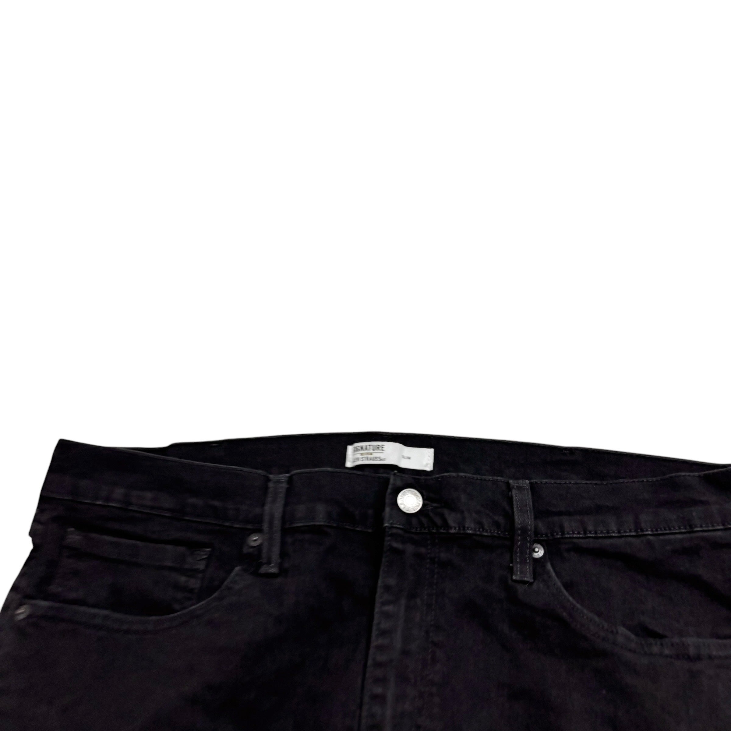Levis Signature Jeans W38 L29 Mens Black Slim Fit Stretch Denim (E)