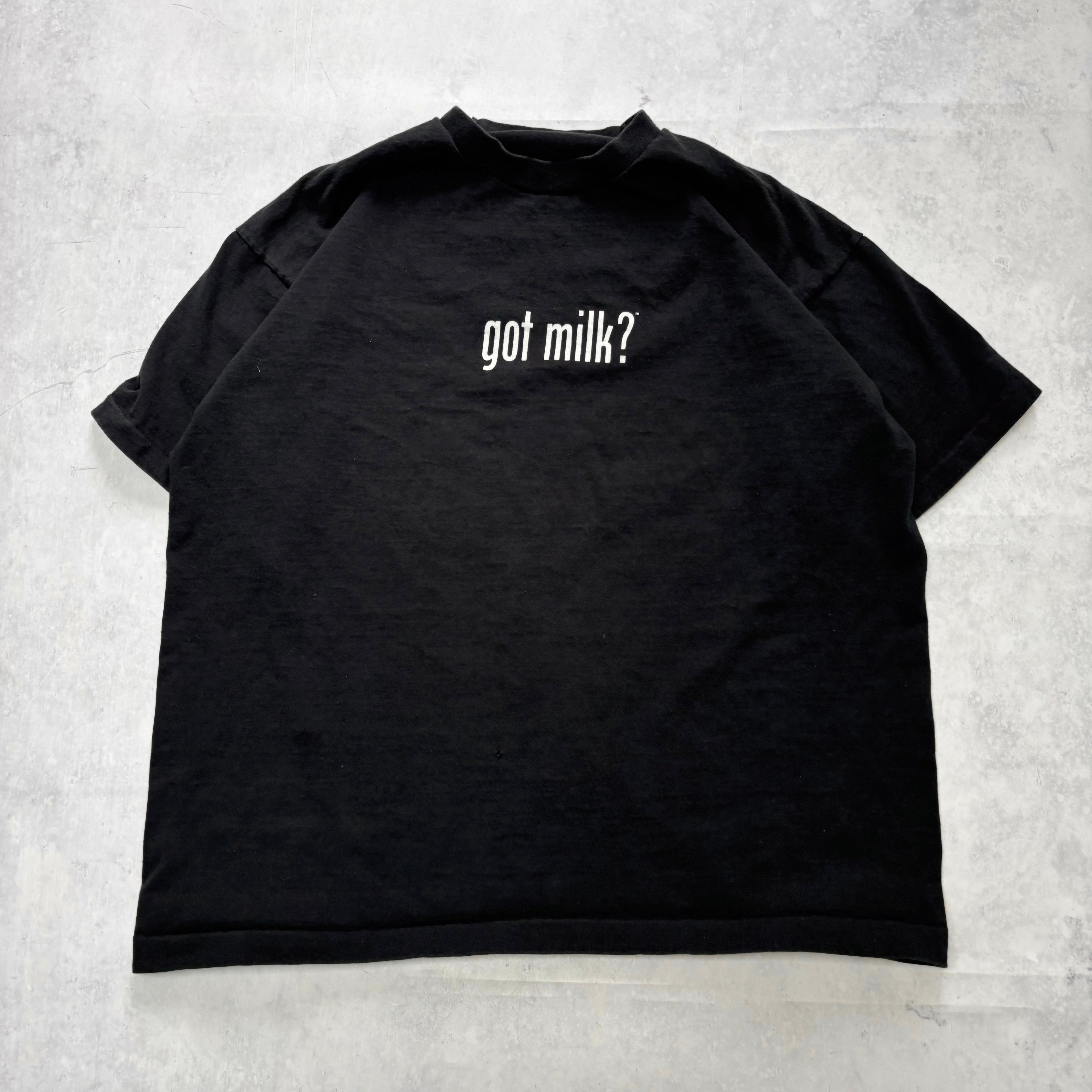 Vintage T Shirt Mens Large Black Single Stitch Graphic Print 90s Milk Boxy Fit (E)