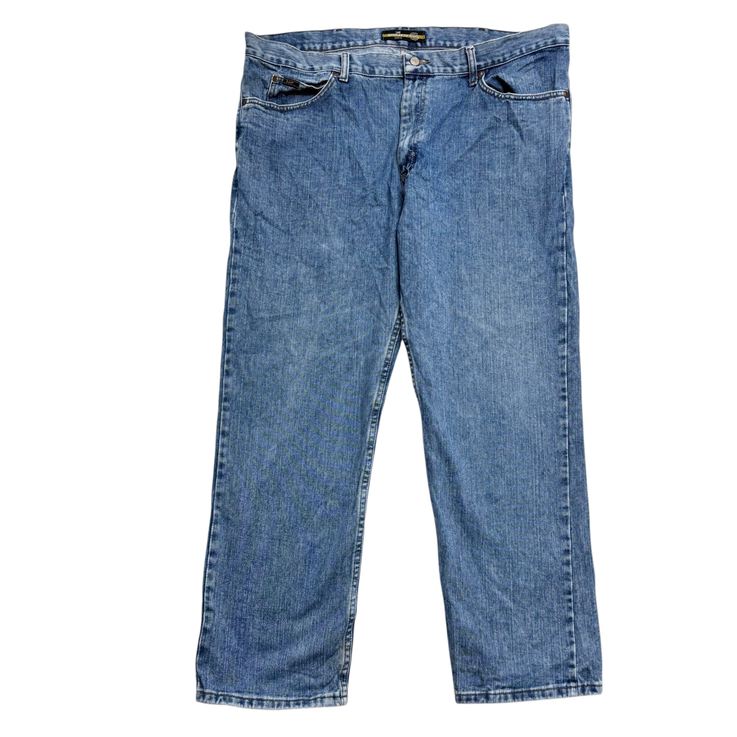 Lee Jeans W42 L30 Mens Mid Blue Regular Straight Fit Denim