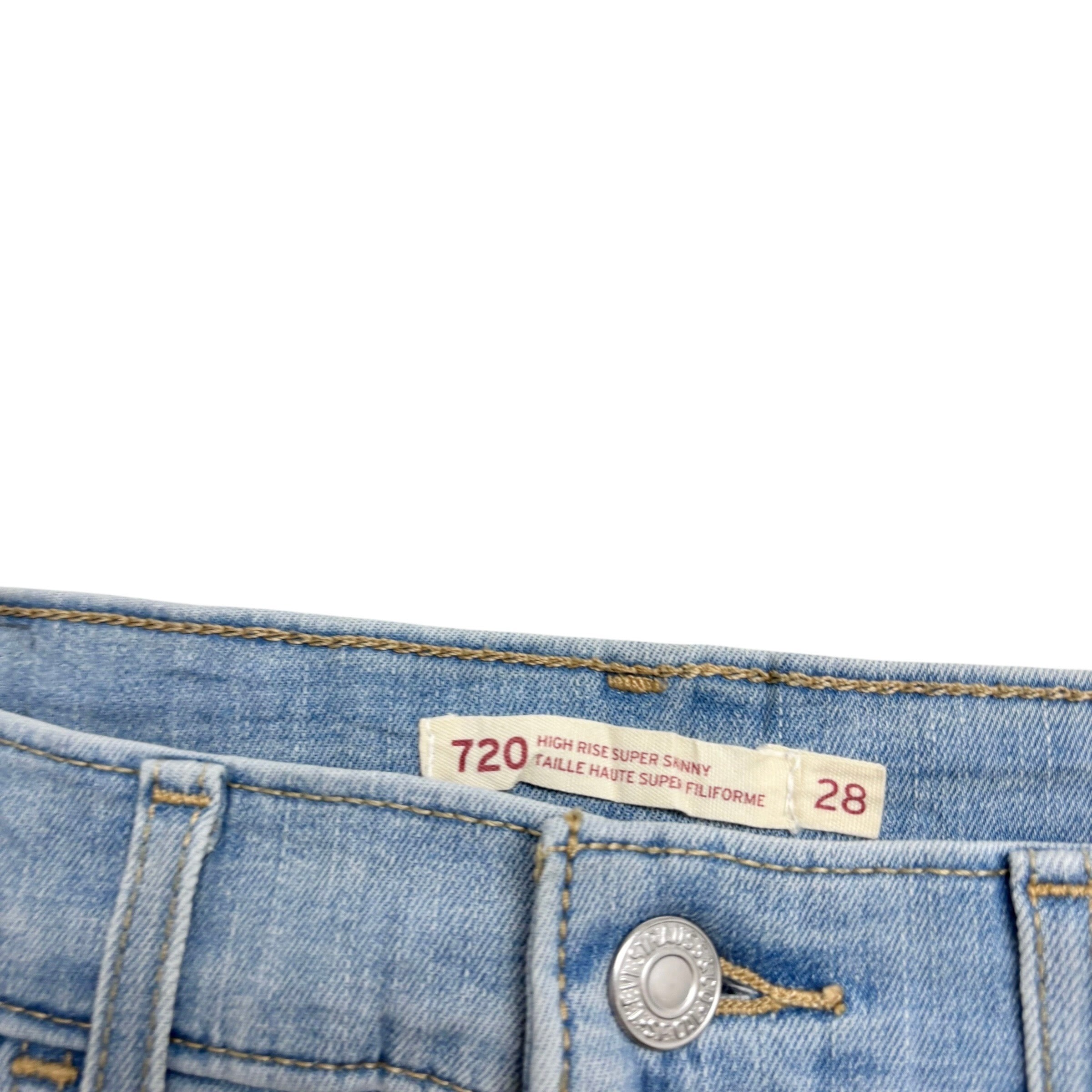 Levis 720 Jeans W28 L30 Womens High Rise Super Skinny Light Blue Stretch (E)