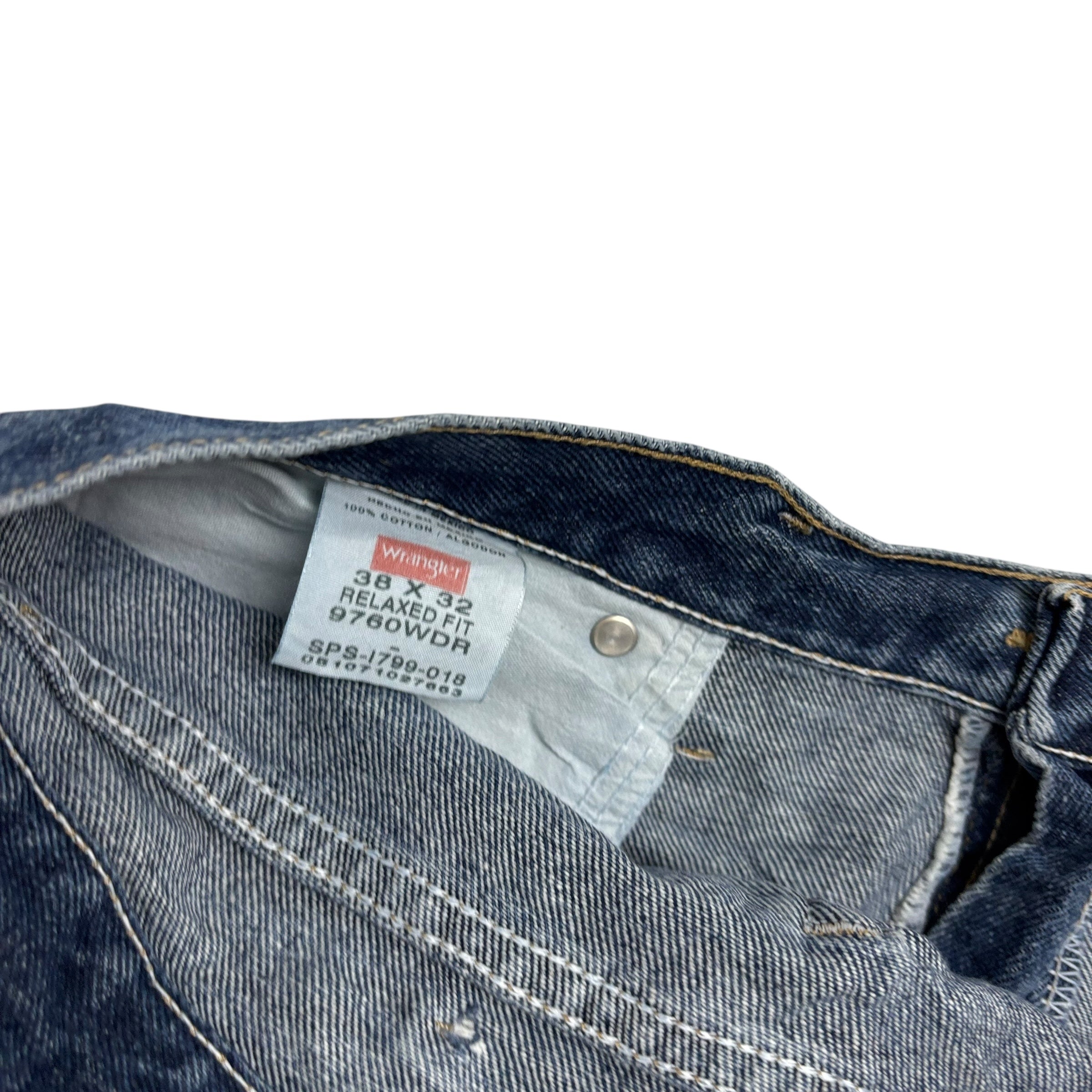 Wrangler Jeans W38 L32 Mens Mid Blue Relaxed Straight Fit Denim