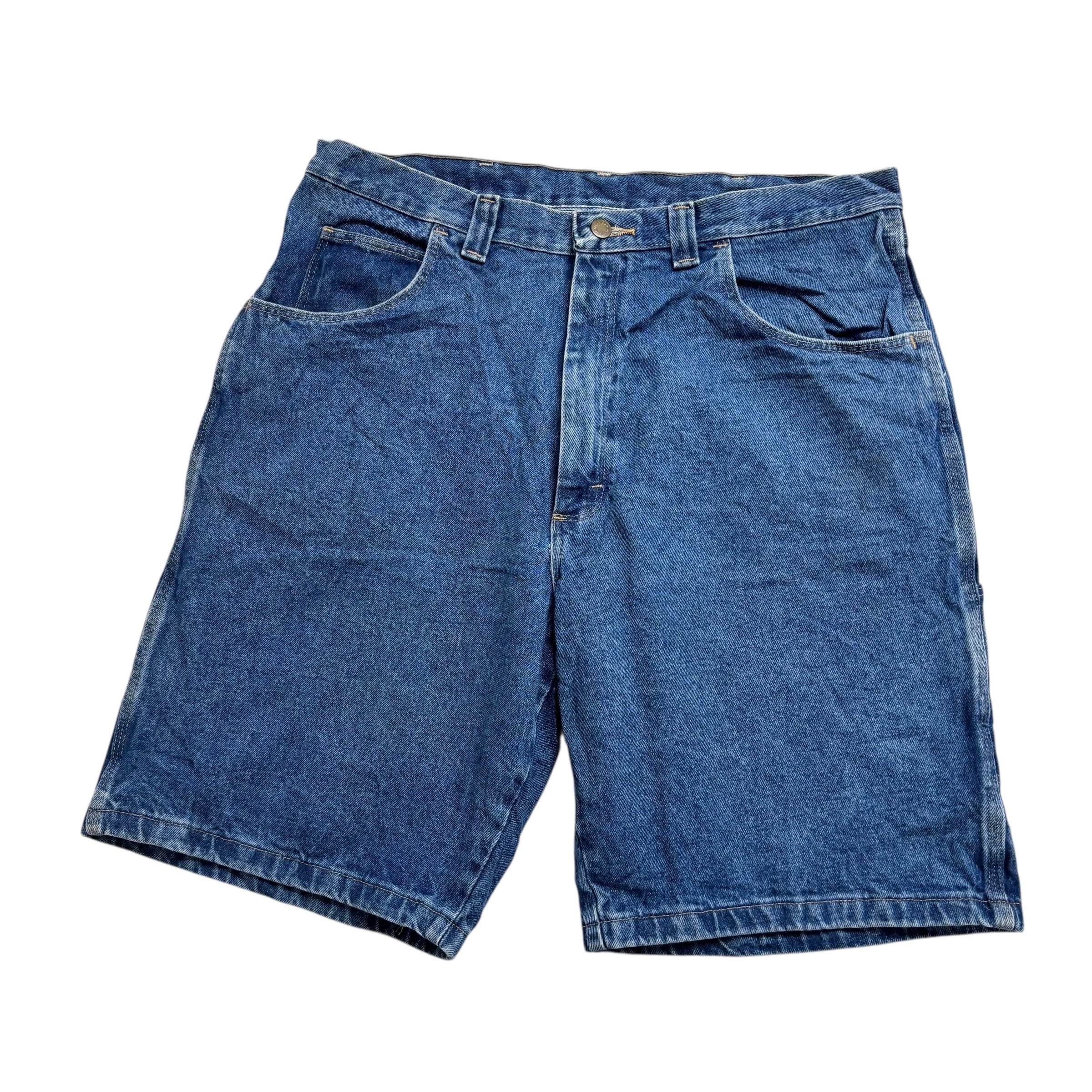 Vintage Wrangler Baggy Jorts W36 Mens Mid Blue Carpenter Denim Shorts (E)