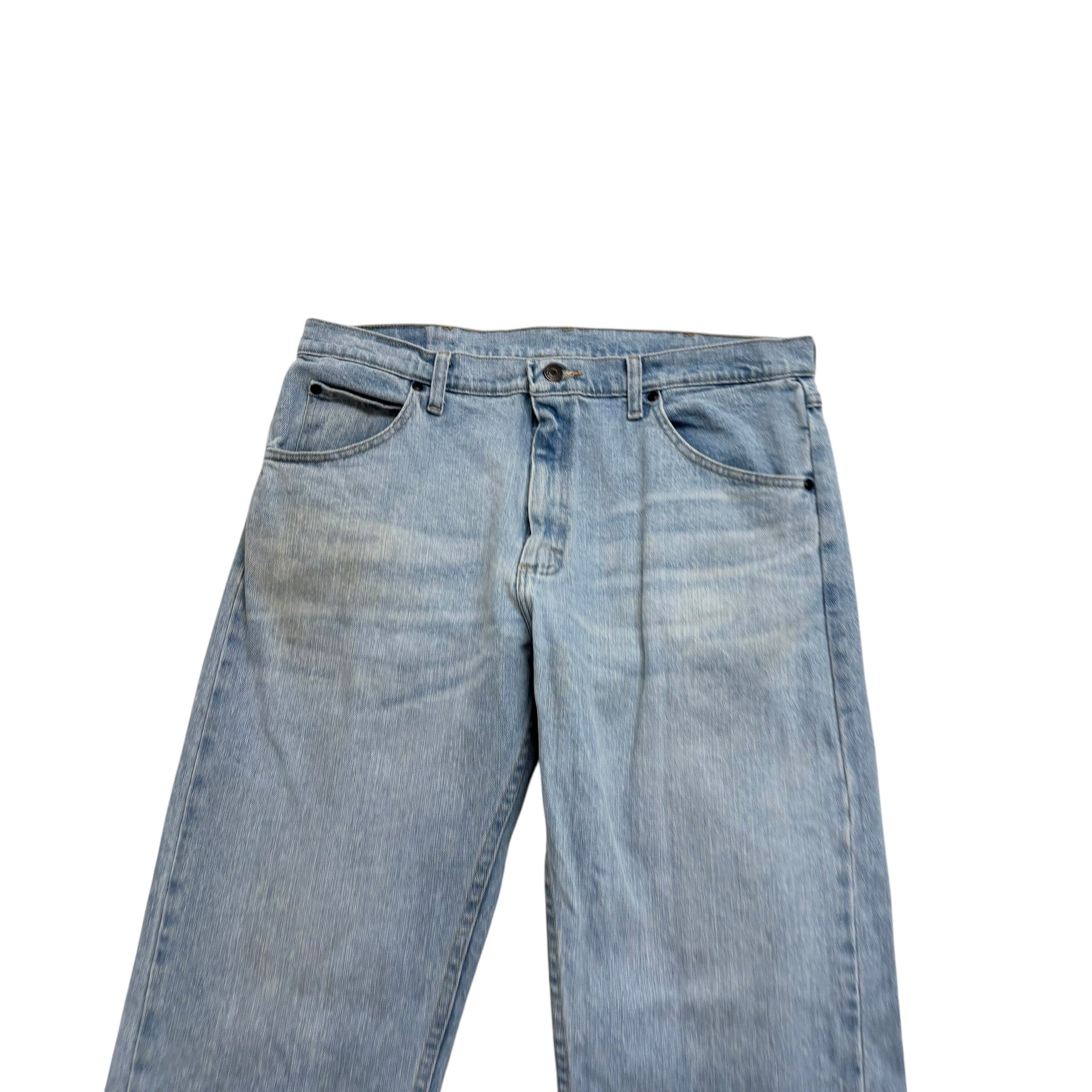 Wrangler Jeans W34 L30 Mens Light Blue Regular Straight Fit Stretch Denim (F)