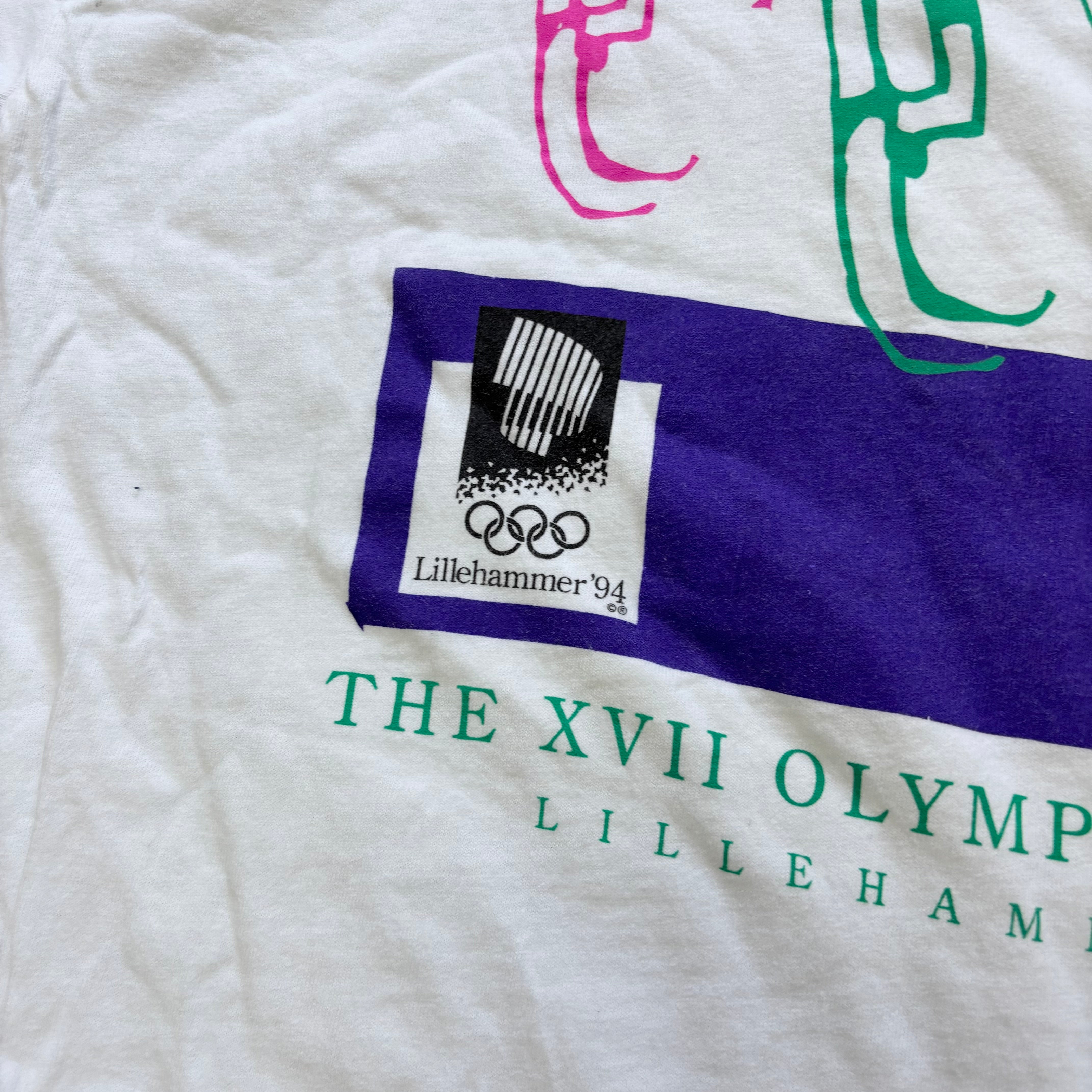 Vintage T Shirt Mens XL White Single Stitch Graphic Print 90s Olympics (E)