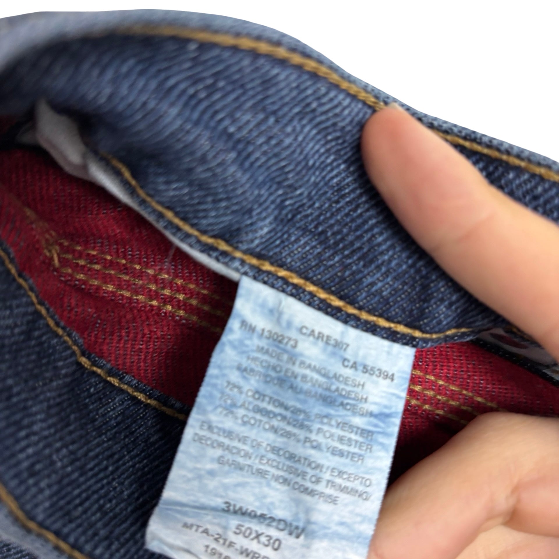 Wrangler Jeans W50 L30 Mens Dark Blue Relaxed Tapered Fit Stretch Denim (E)