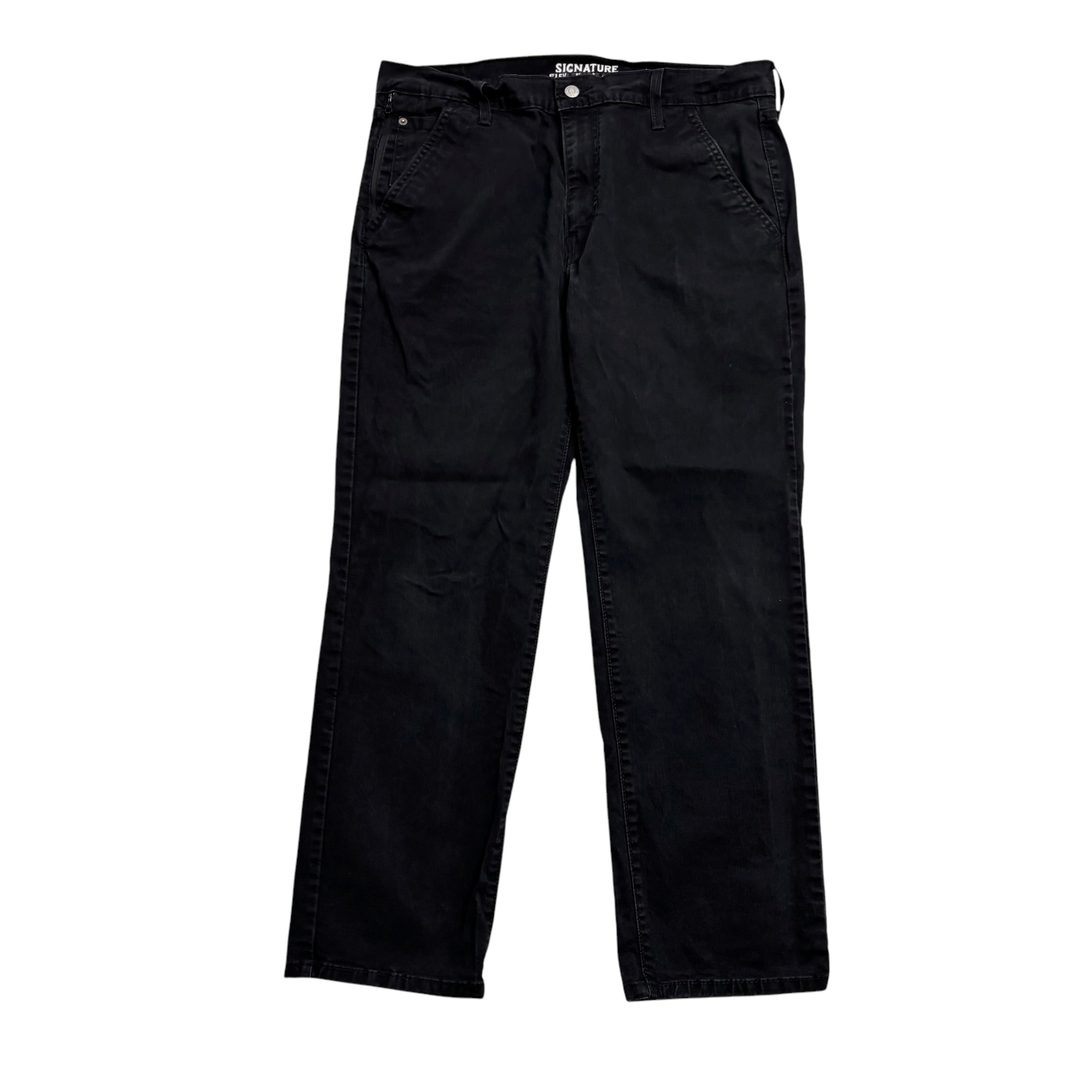 Levis Signature Trousers W36 L29 Mens Black Athletic Fit Stretch Pants (E)