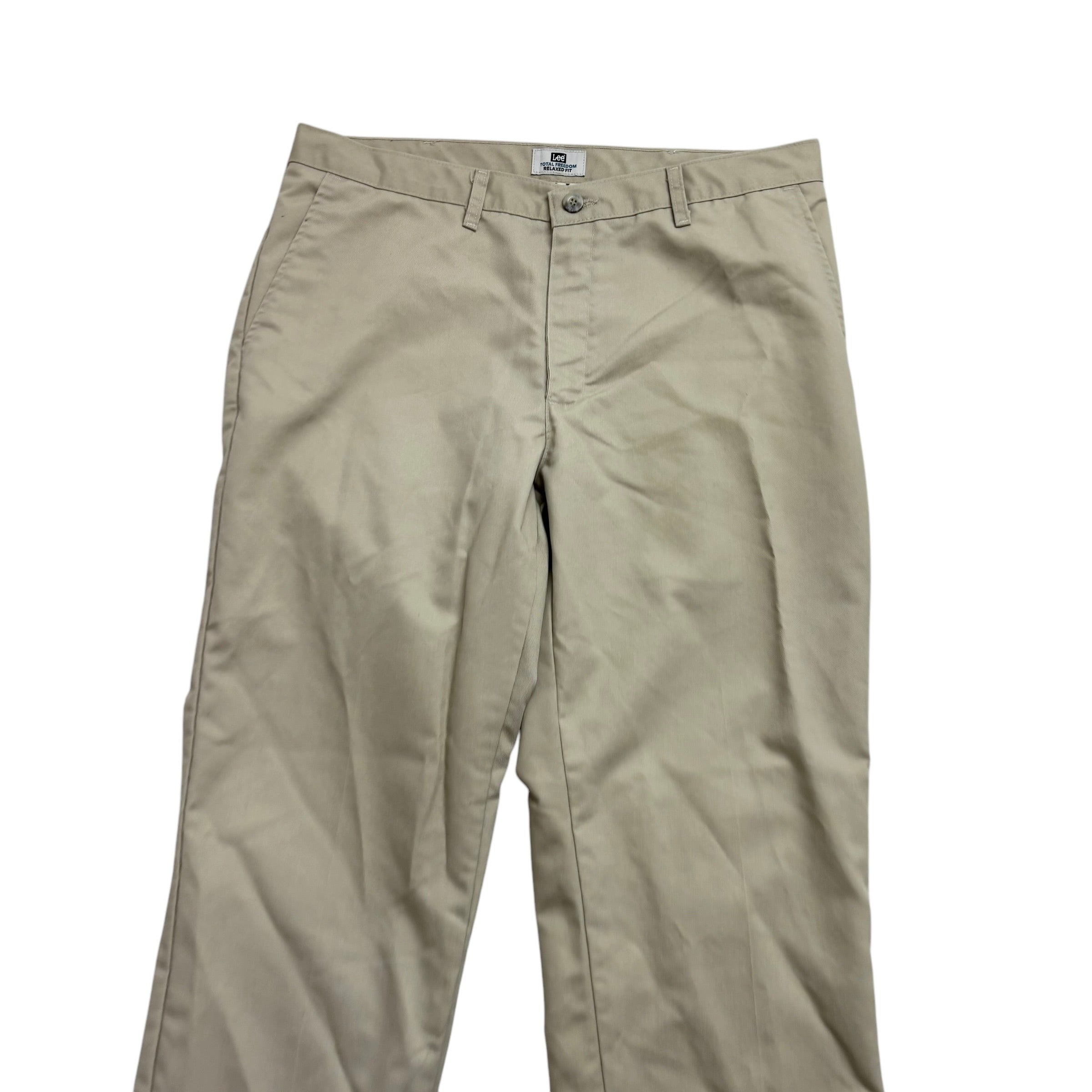Lee Trousers W36 L30 Mens Cream Relaxed Fit Total Freedom Pants (E)