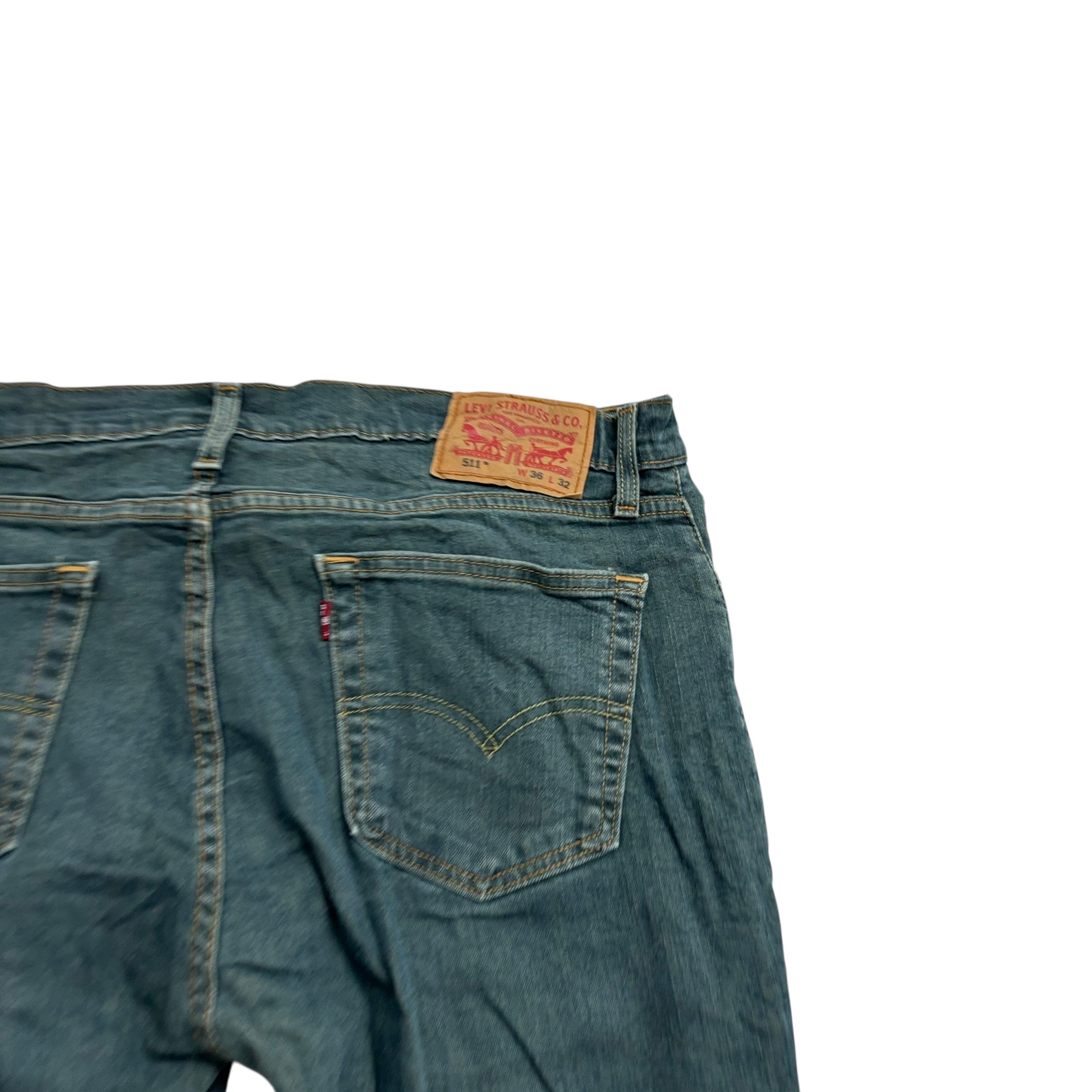 Levis 511 Jeans W36 L32 Mens Green Blue Slim Fit Stretch Denim