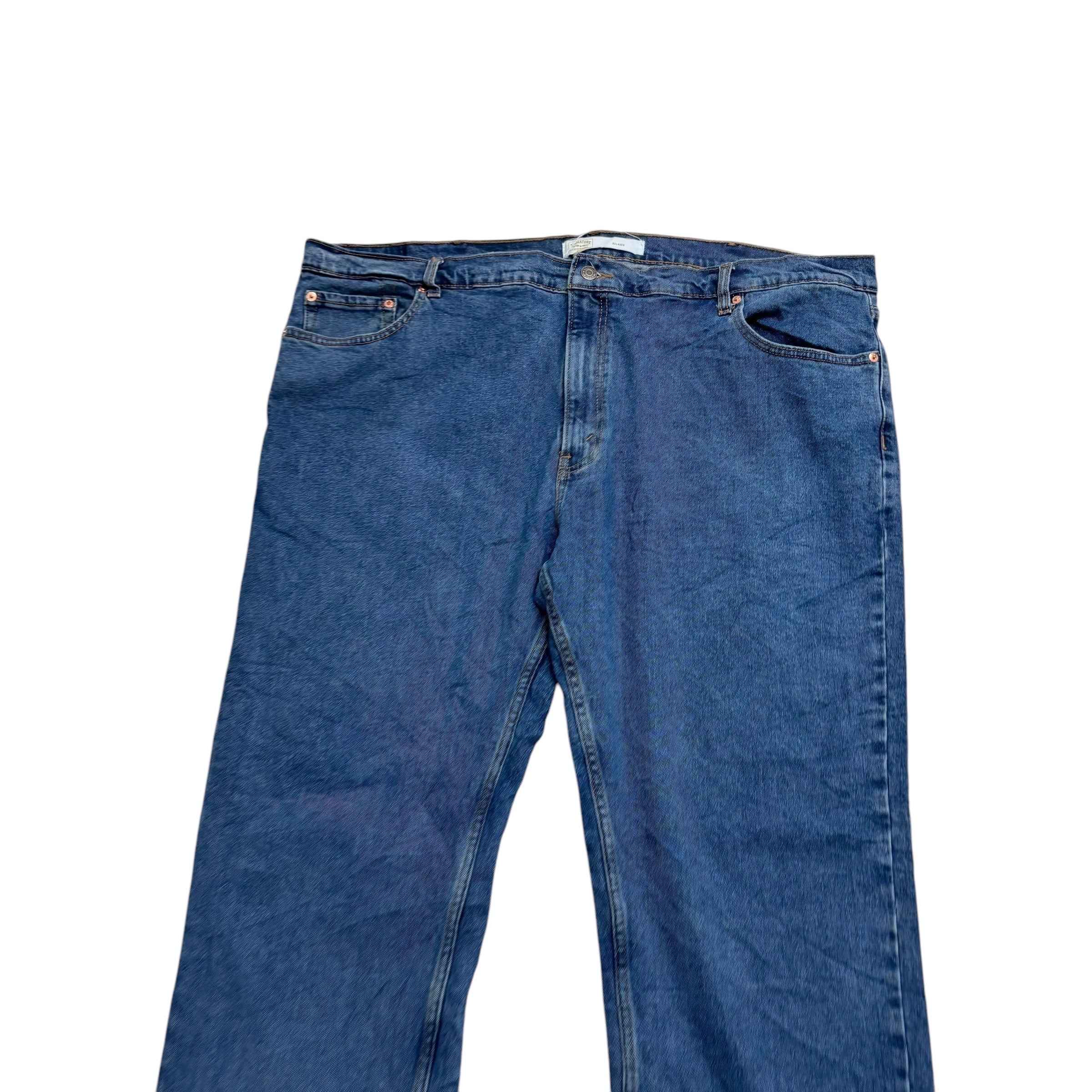 Levis Signature Jeans W46 L30 Mens Mid Blue Relaxed Straight Fit Stretch (E)