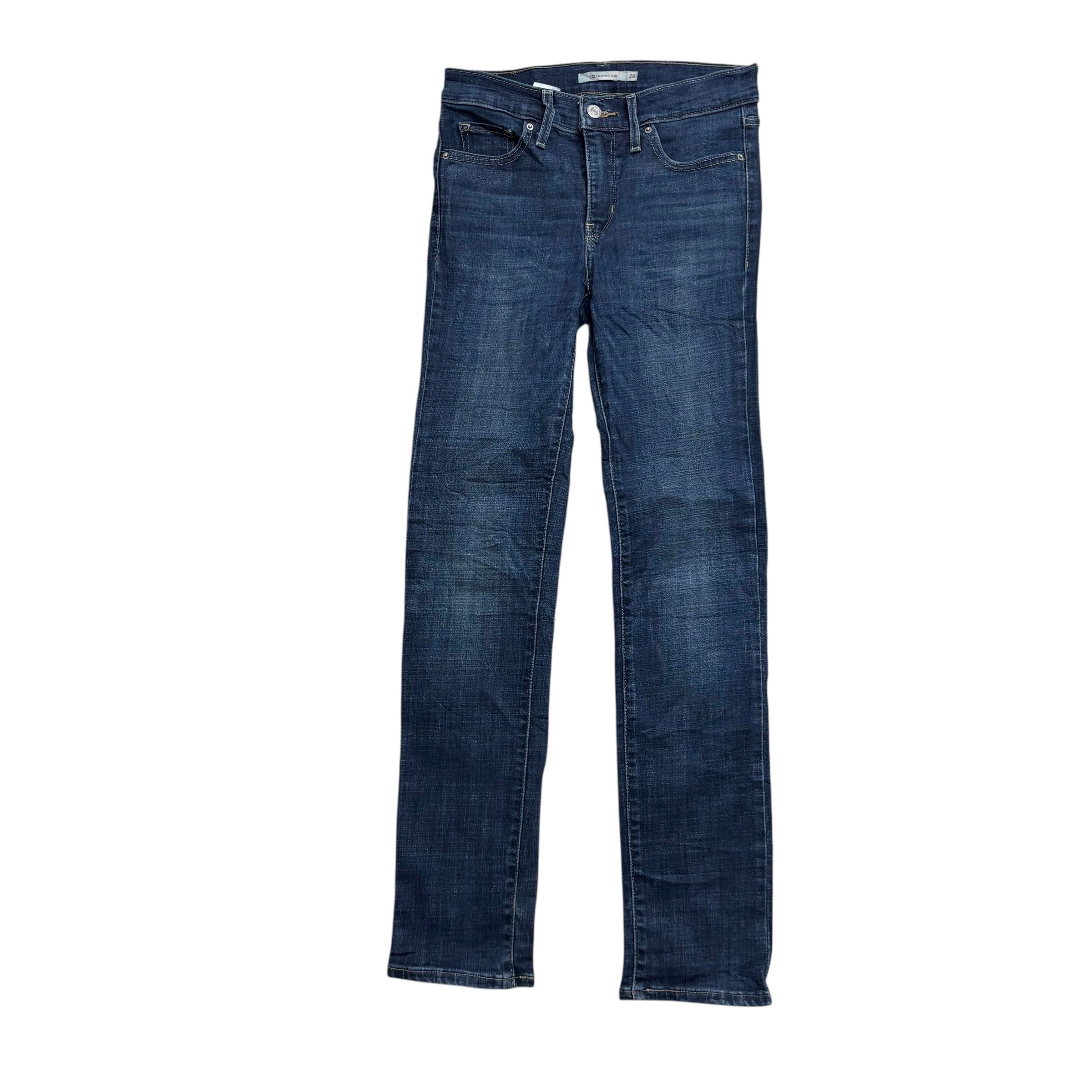 Levis 312 Jeans W26 L30 Womens Shaping Slim Dark Blue Stretch Denim (E)