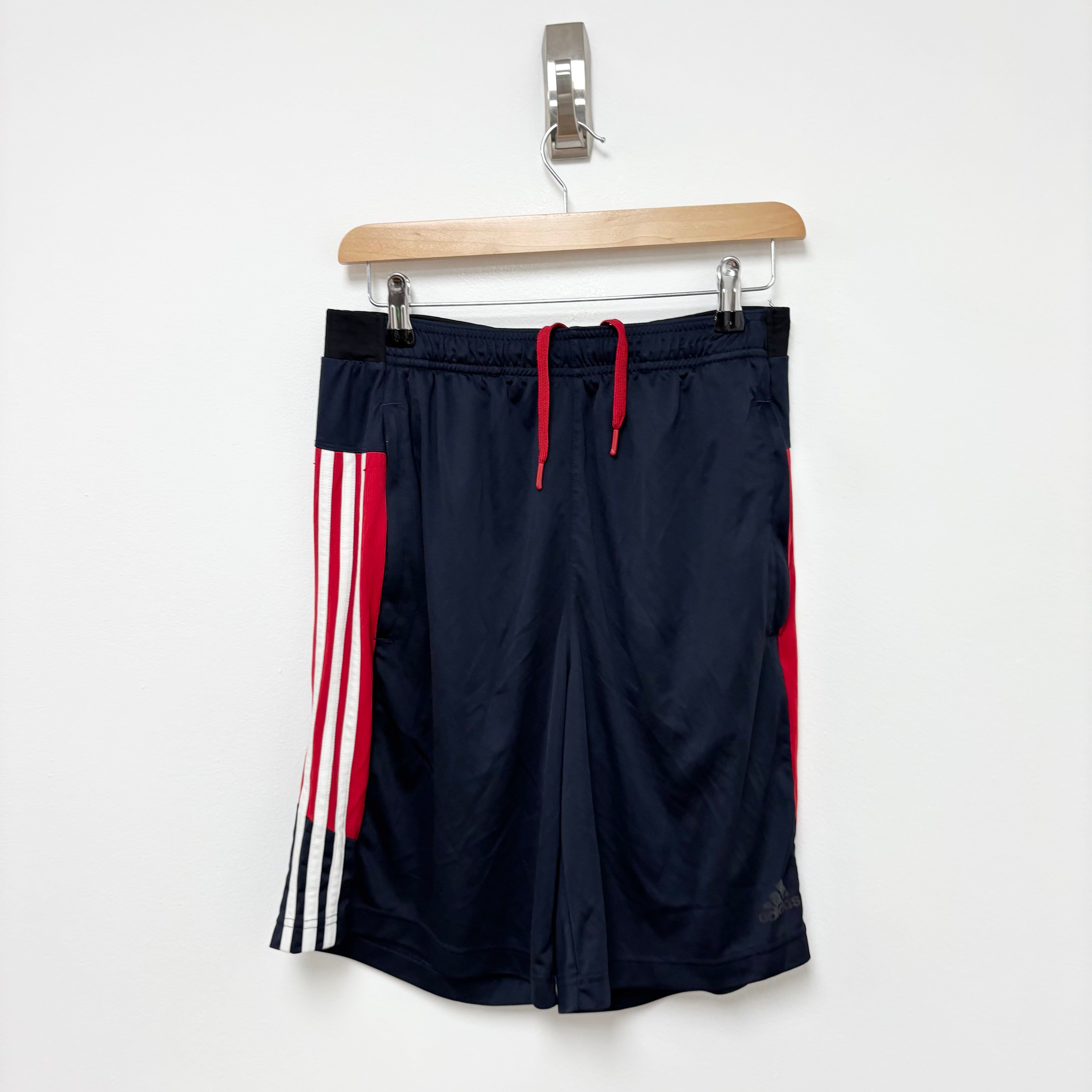 Adidas Shorts Mens Medium Navy Blue Sports Running Gym Athletic Pockets (E)