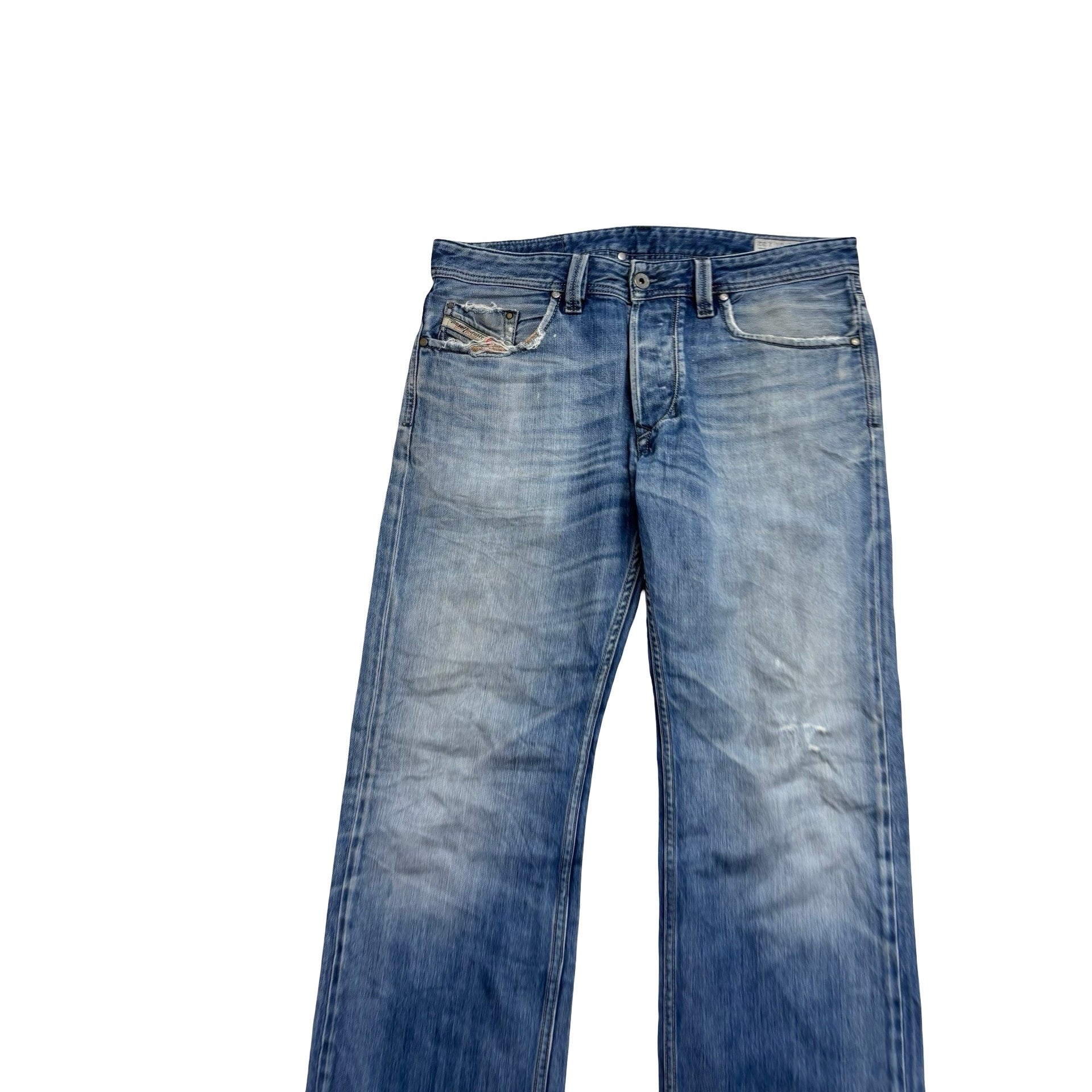 Diesel Larkee Jeans W32 L33 Mens Mid Blue Regular Straight Fit Denim