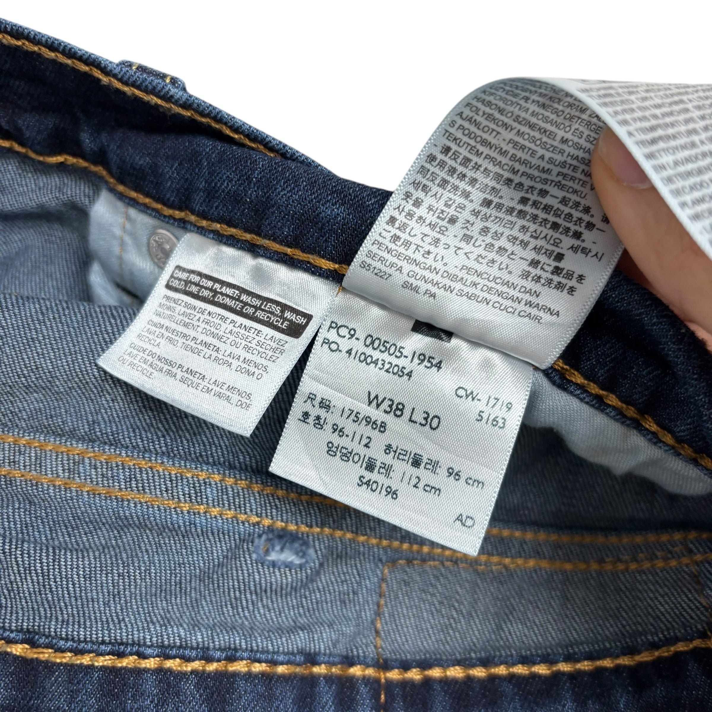 Levis 505 Jeans W38 L29 Mens Dark Blue Regular Straight Fit Stretch Denim (E)