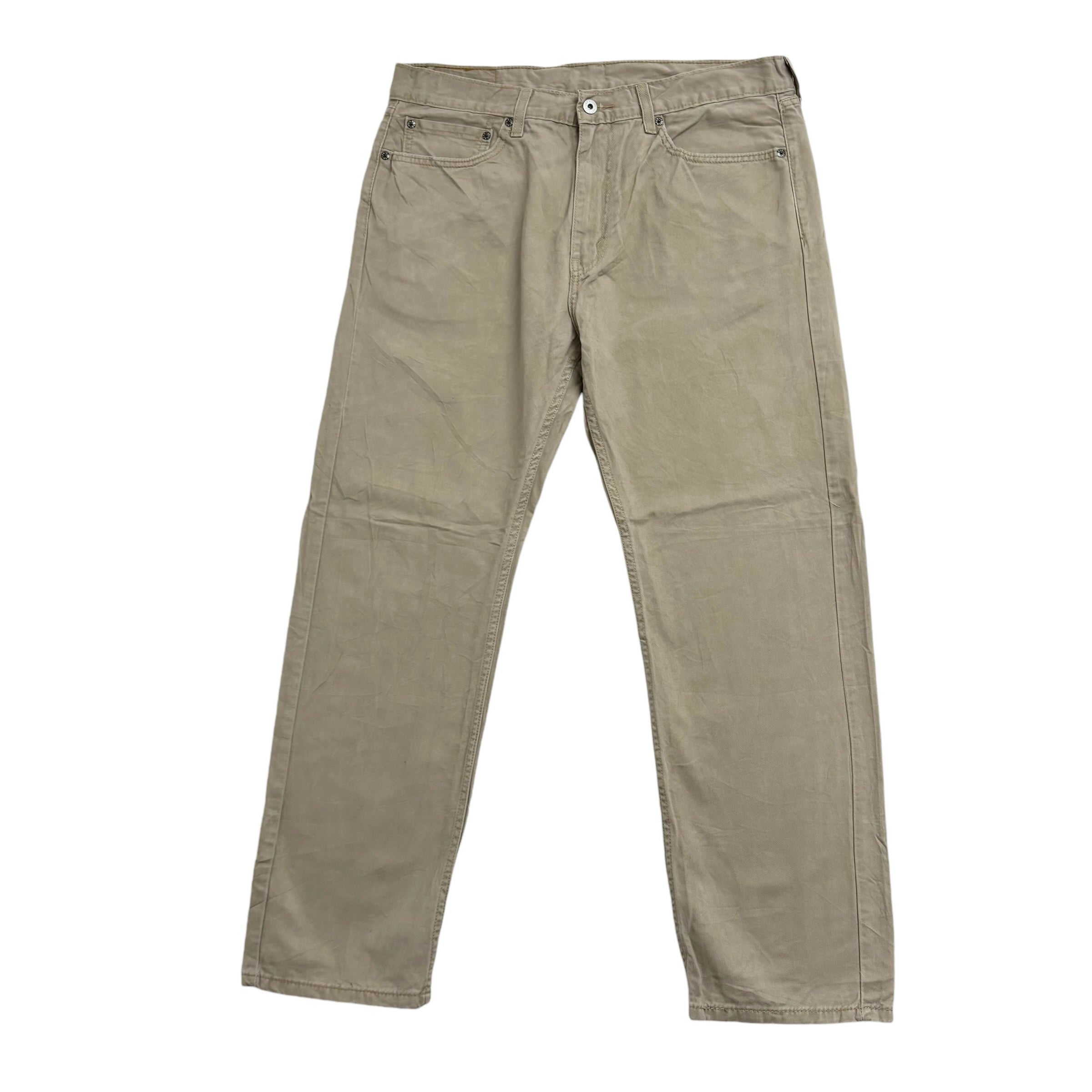 Levis 505 Trousers W36 L30 Mens Beige Stone Regular Straight Fit Cotton Pants