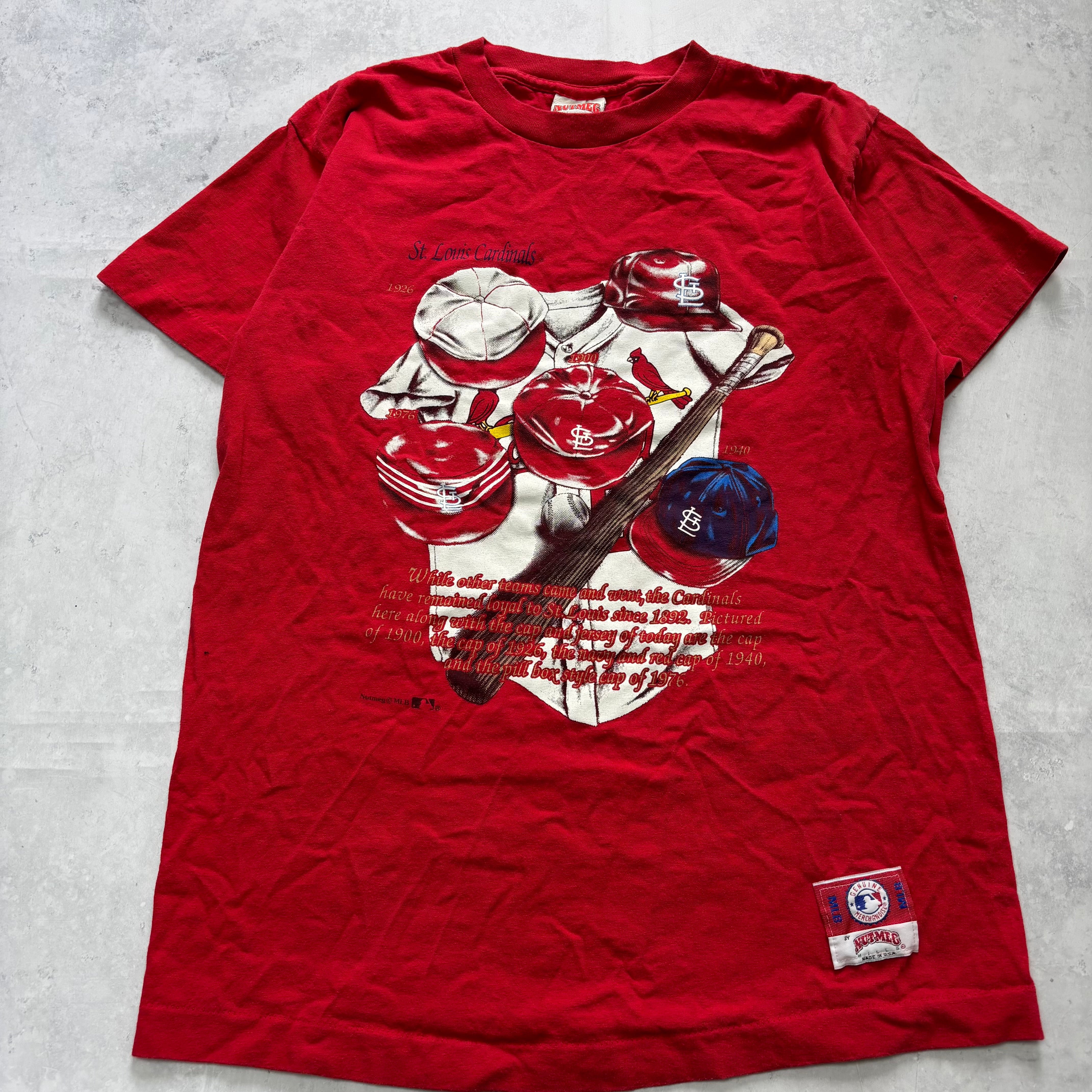 Vintage T Shirt Mens Medium Red Single Stitch Graphic Print 90s Baseball (E)