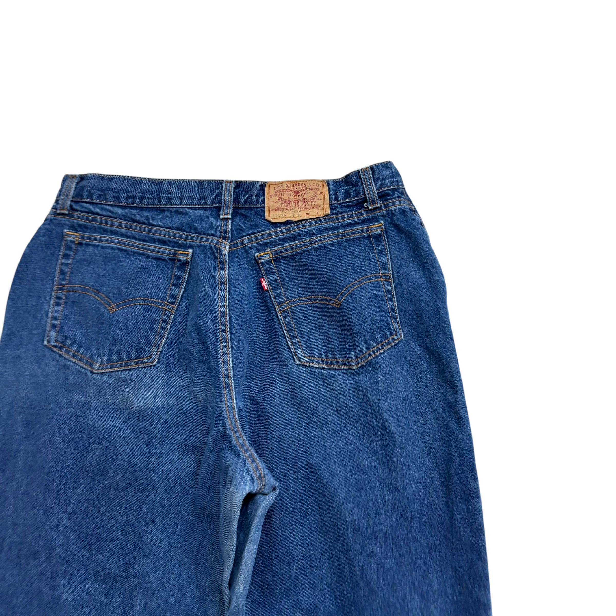 Levis 505 Jeans W34 L29 Womens Mid Blue Relaxed Taper Made In USA Vintage