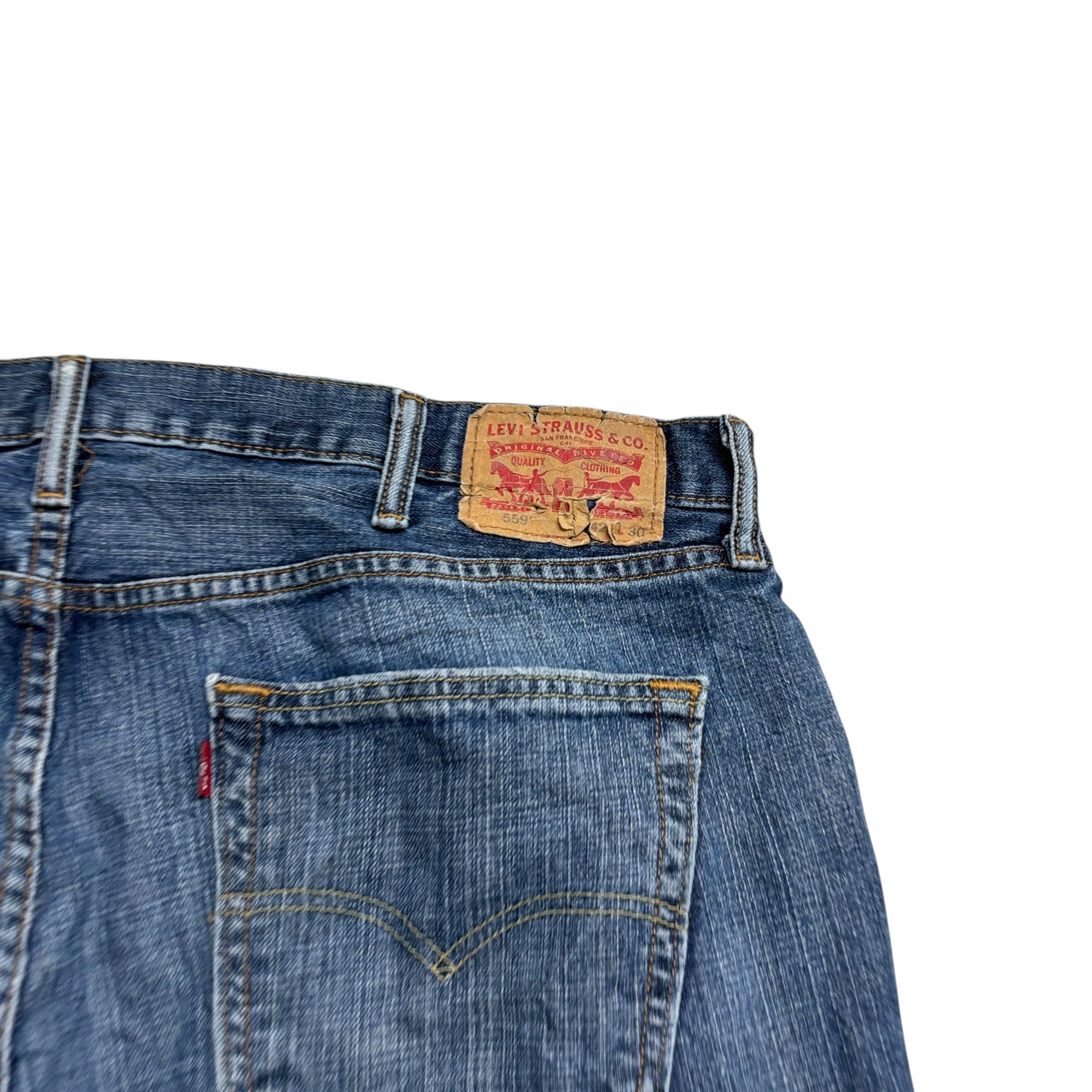 Levis 559 Jeans W42 L30 Mens Mid Blue Baggy Relaxed Straight Fit Denim