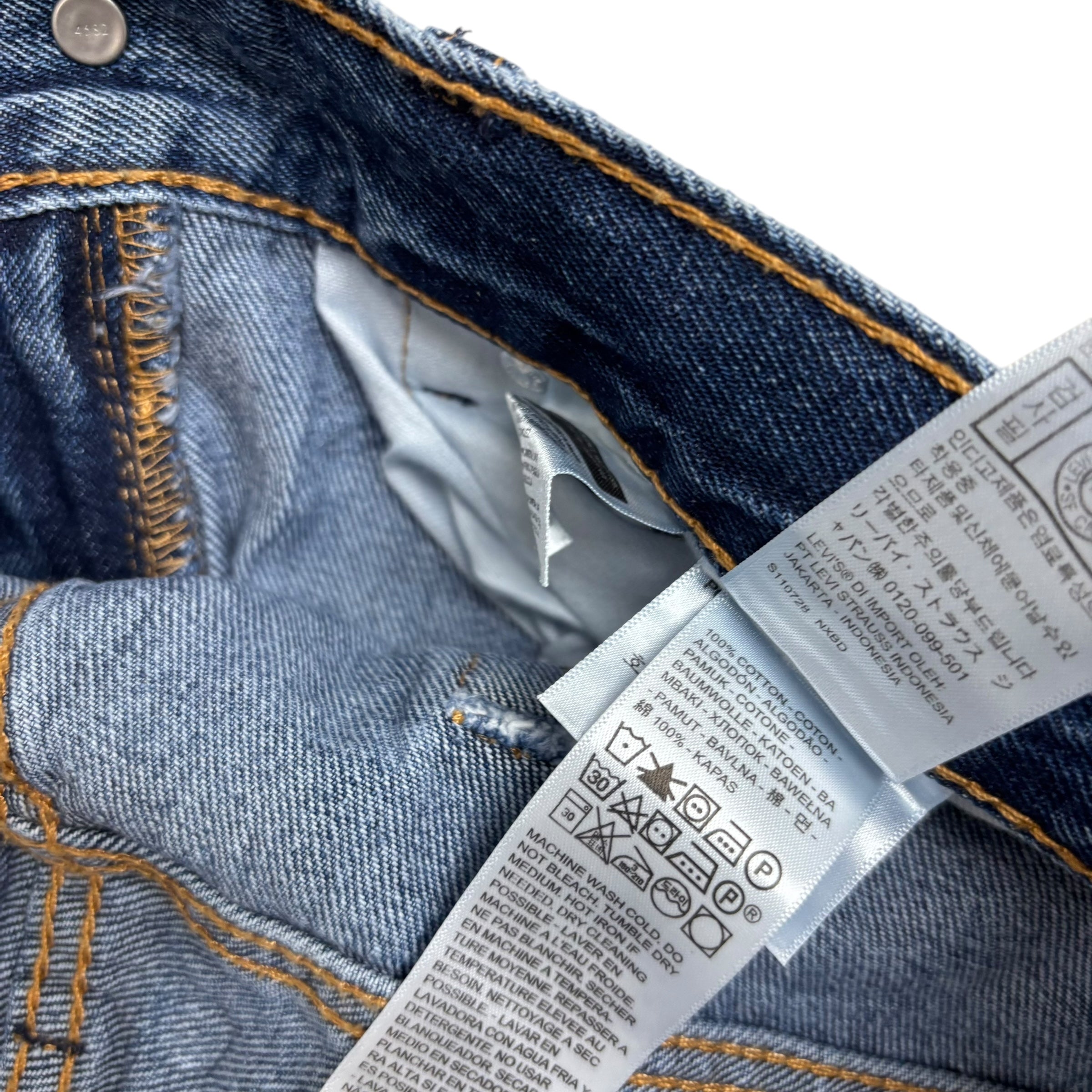 Levis 505 Jeans W34 L30 Mens Mid Blue Regular Straight Fit Denim (E)