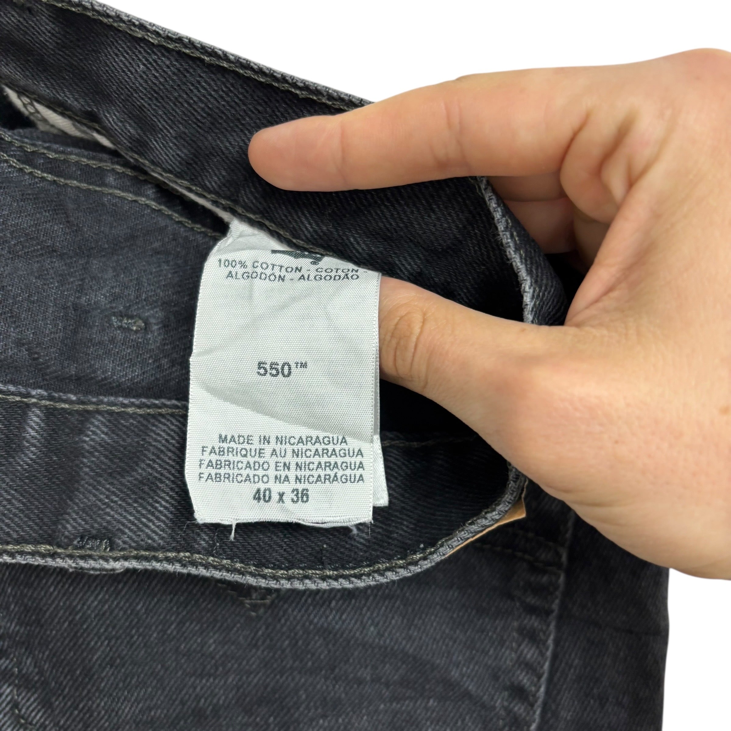 Levis 550 Jeans W40 L36 Mens Black Baggy Relaxed Straight Fit Vintage Denim