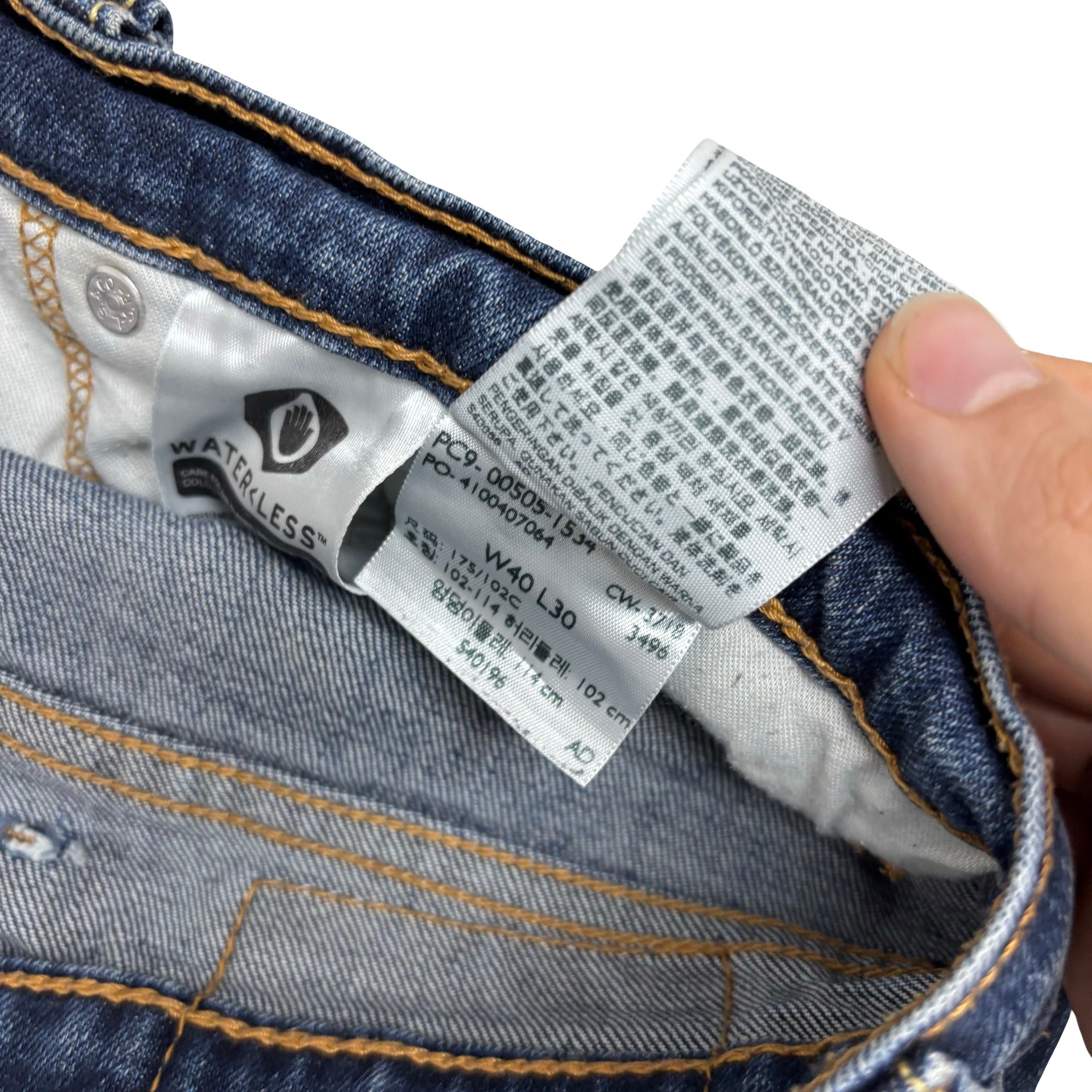 Levis 505 Jeans W40 L30 Mens Dark Blue Regular Straight Fit Stretch Denim (F)