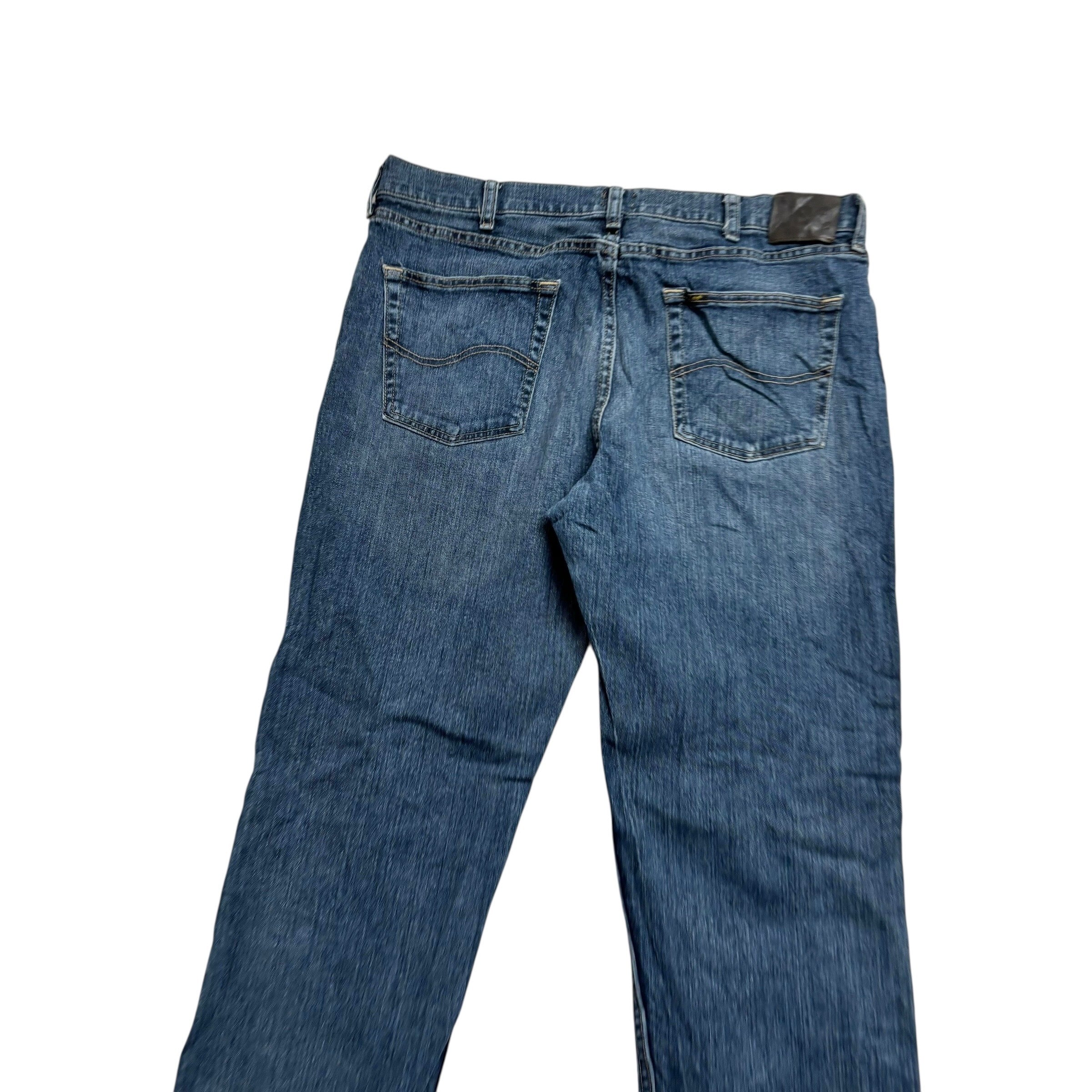 Lee Jeans W38 L30 Mens Regular Straight Fit Mid Blue Stretch Denim (E)