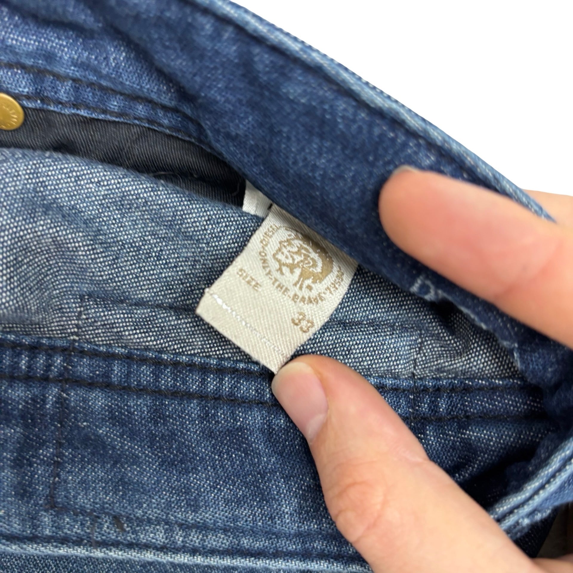 Diesel Viker Jeans W33 L32 Mens Navy Blue Regular Straight Fit Distressed (E)