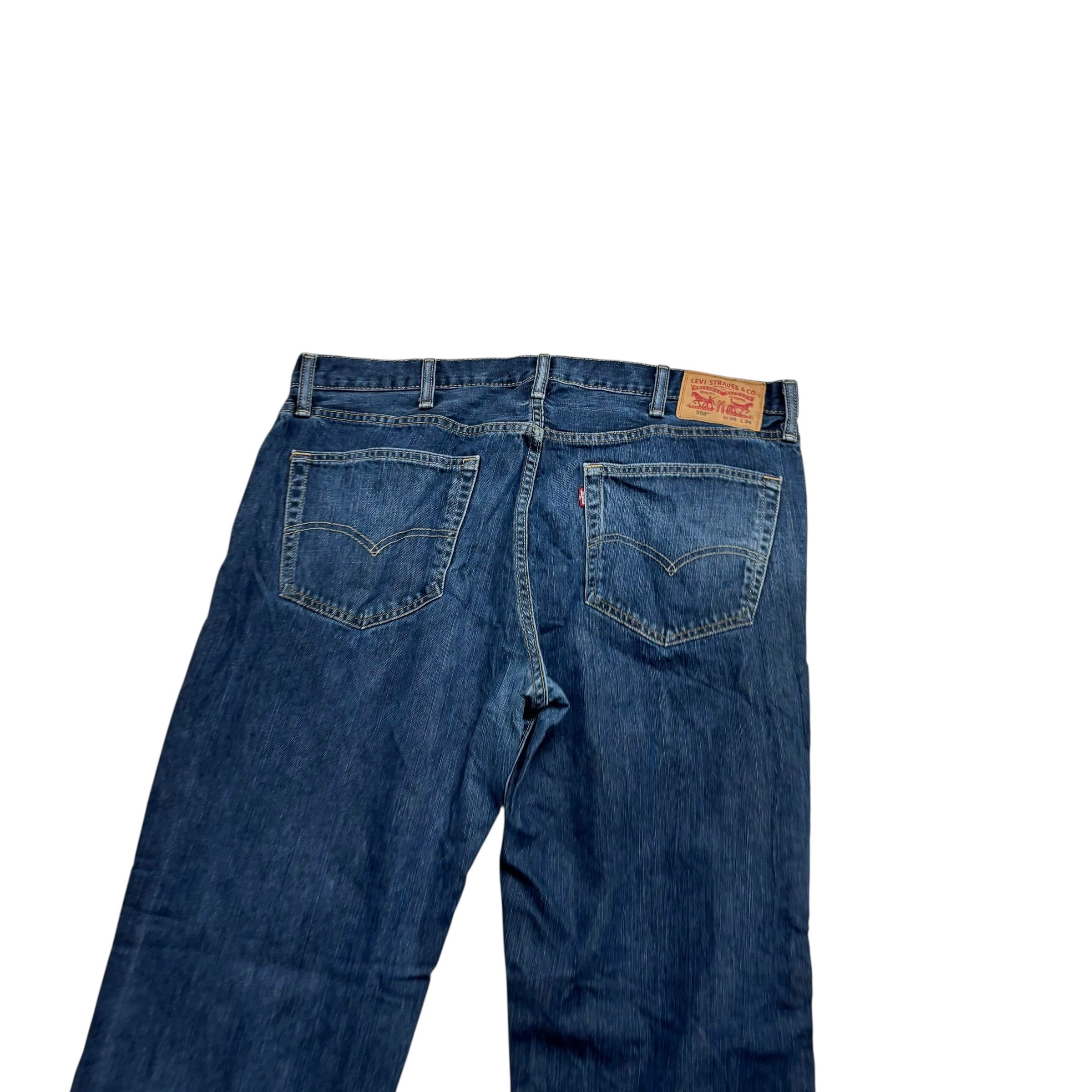 Levis 559 Jeans W38 L34 Mens Dark Blue Baggy Relaxed Straight Fit Denim (E)