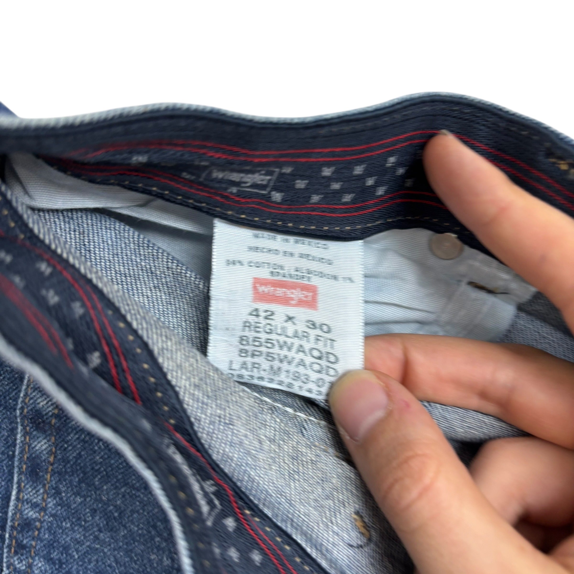 Wrangler Jeans W42 L30 Mens Mid Blue Regular Straight Fit Stretch Denim