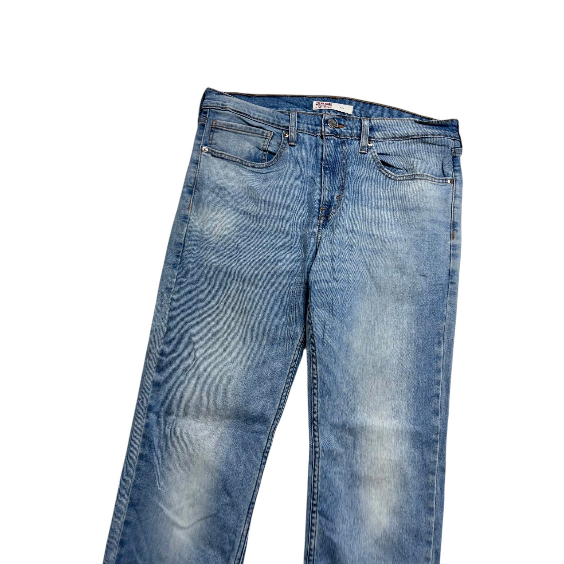 Levis Signature Jeans W34 L34 Mens Light Blue Slim Fit Stretch Denim (E)