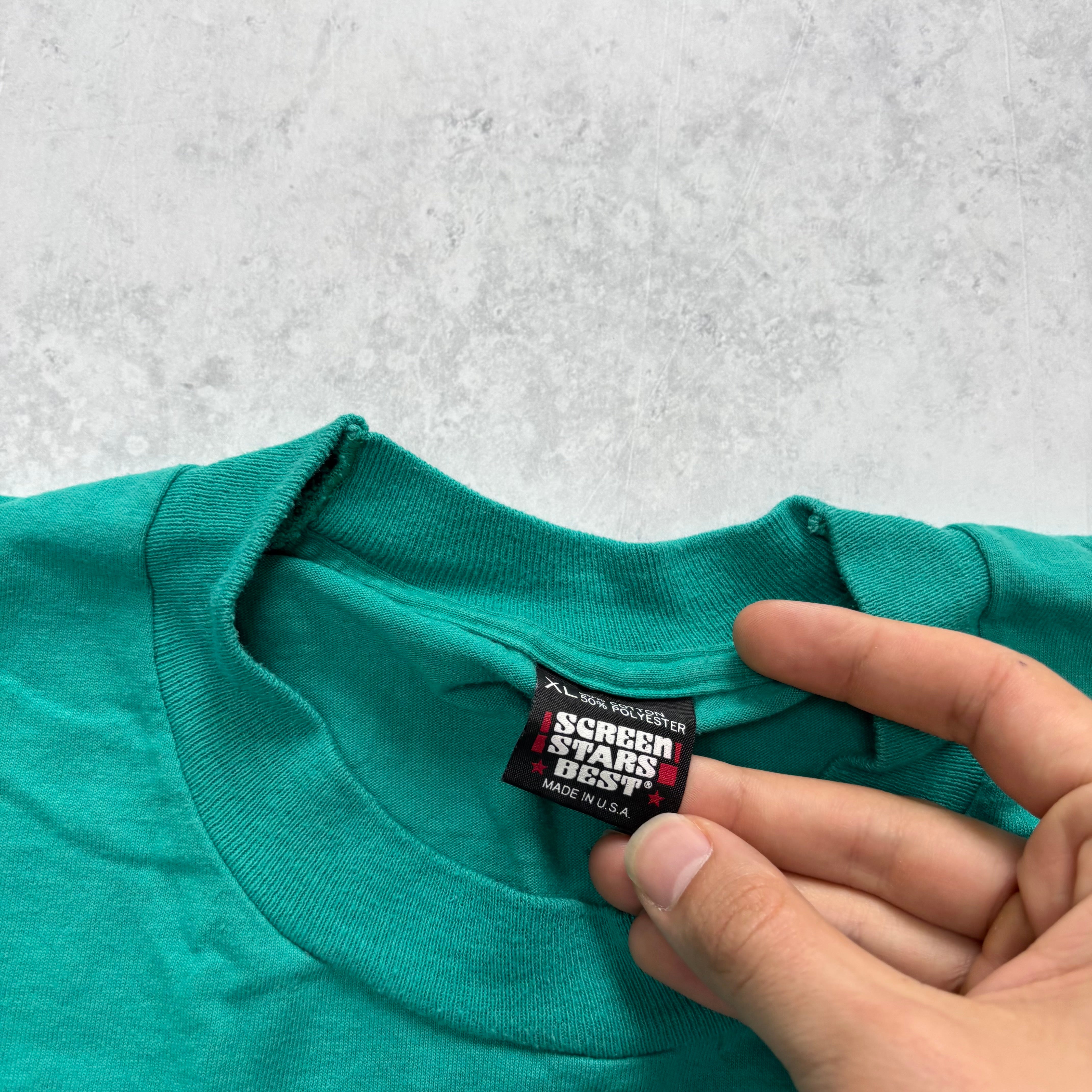 Vintage T Shirt Mens XL Green Single Stitch Graphic Print 90s USA (F)