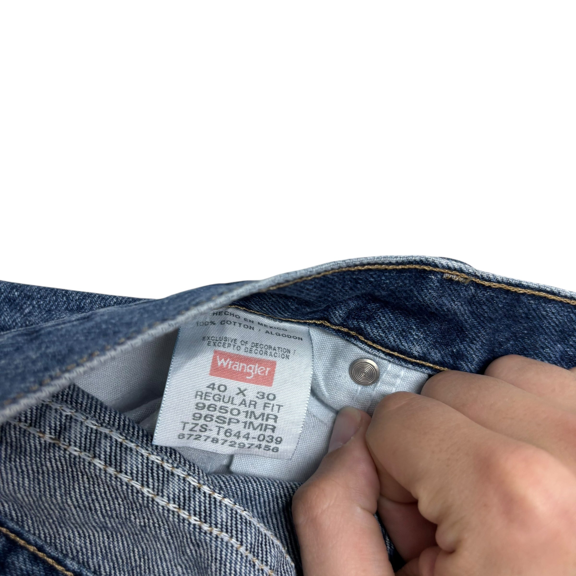 Wrangler Jeans W40 L30 Mens Mid Blue Regular Straight Fit Denim (E)