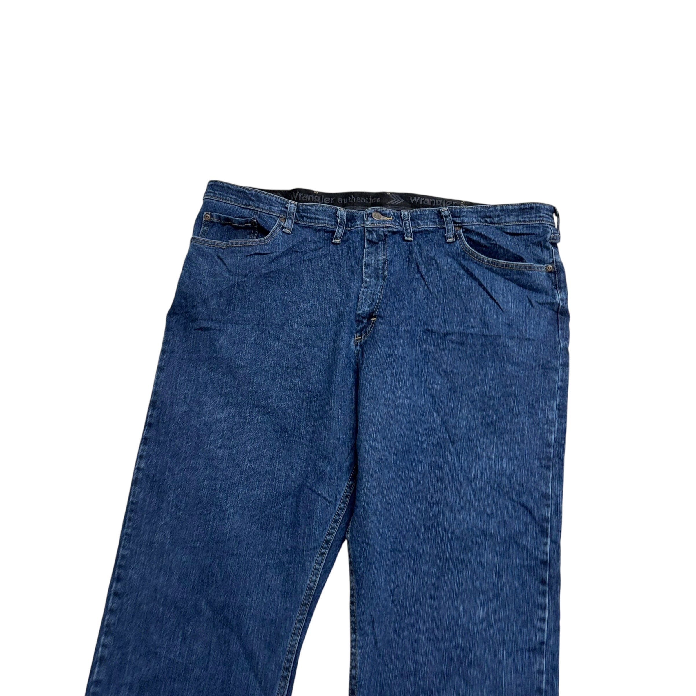 Wrangler Jeans W44 L30 Mens Dark Blue Relaxed Straight Fit Stretch Denim (E)