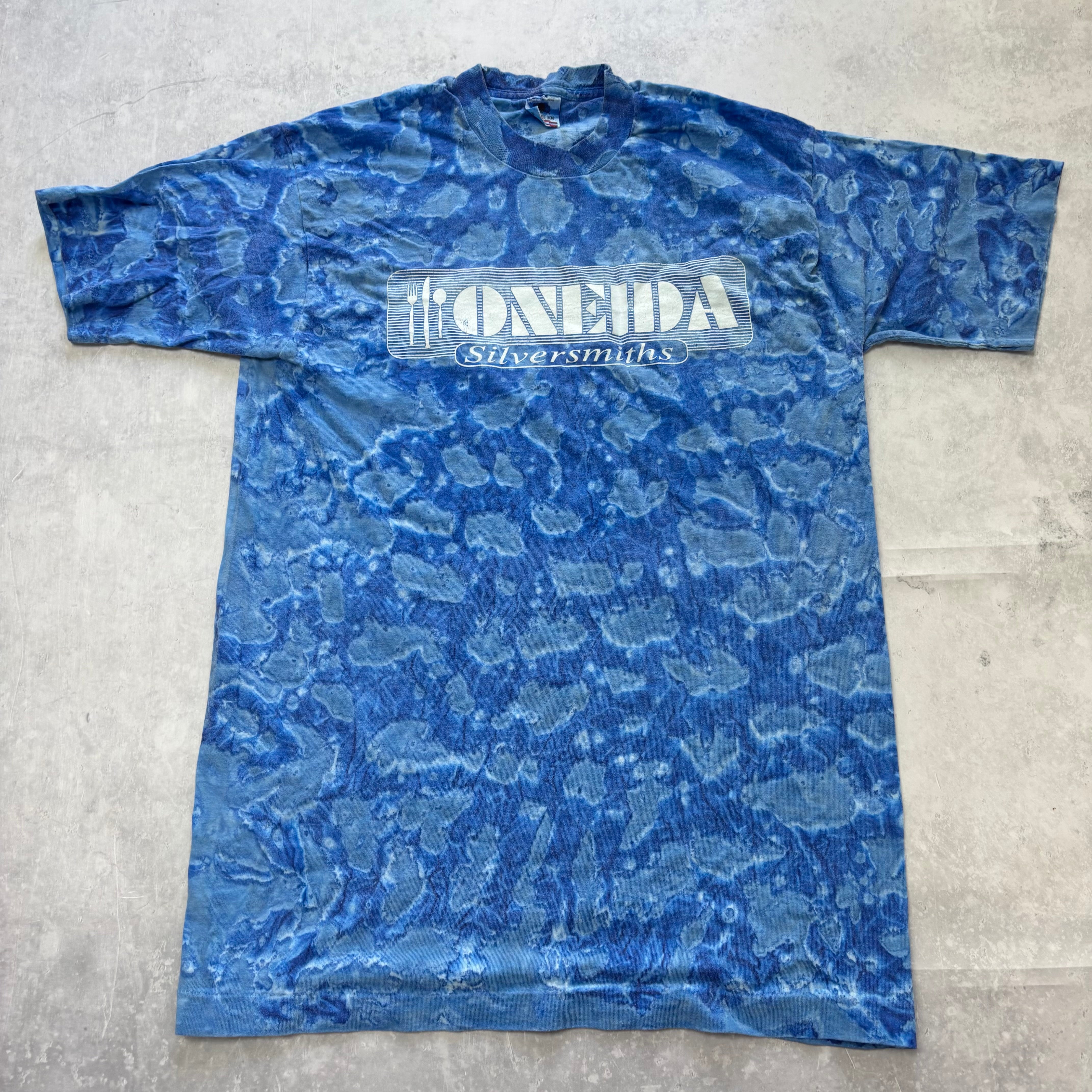 Vintage T Shirt Mens Large Blue Single Stitch Graphic Print 90s USA (E)