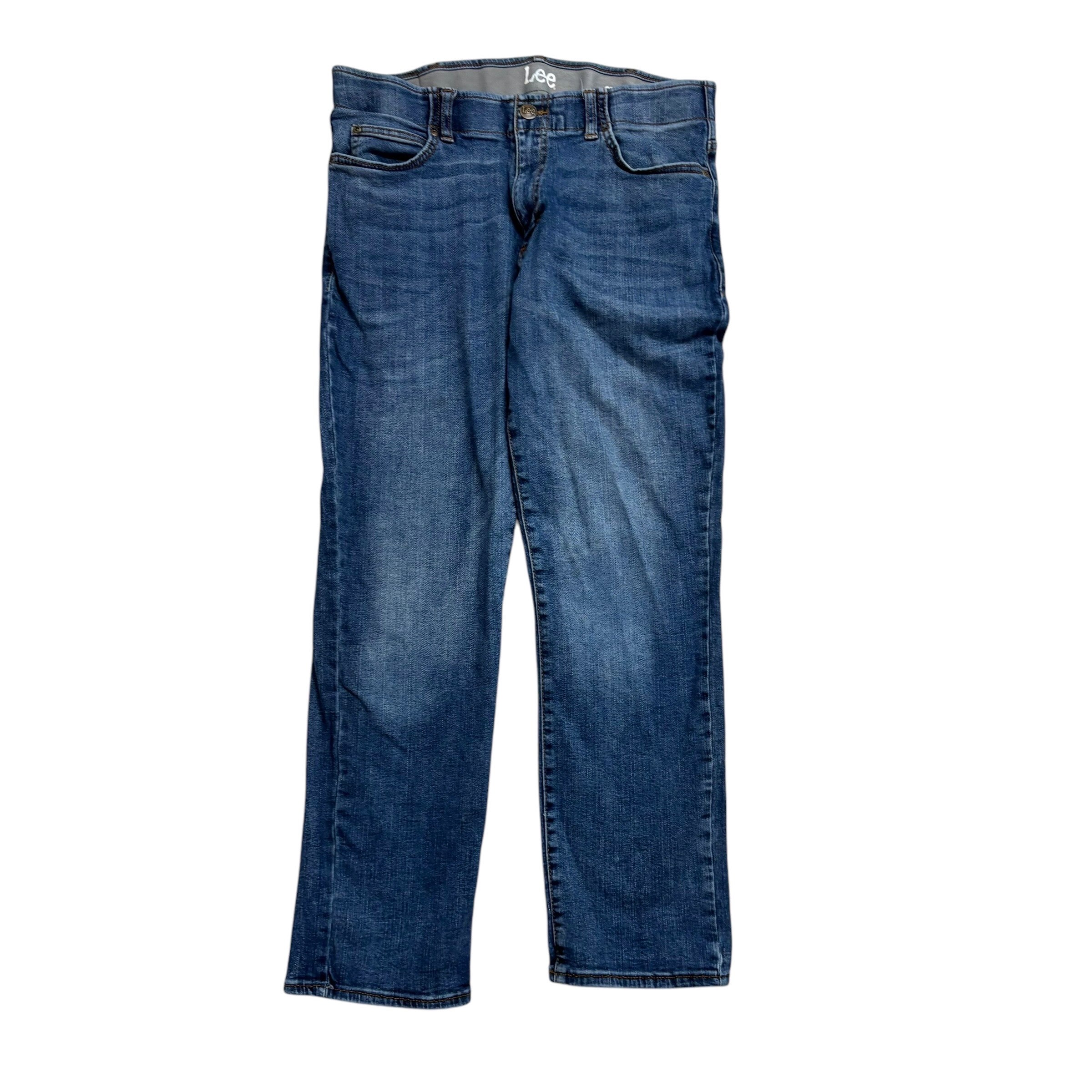 Lee Jeans W32 L29 Mens Mid Blue Regular Tapered Fit Stretch Denim (E)