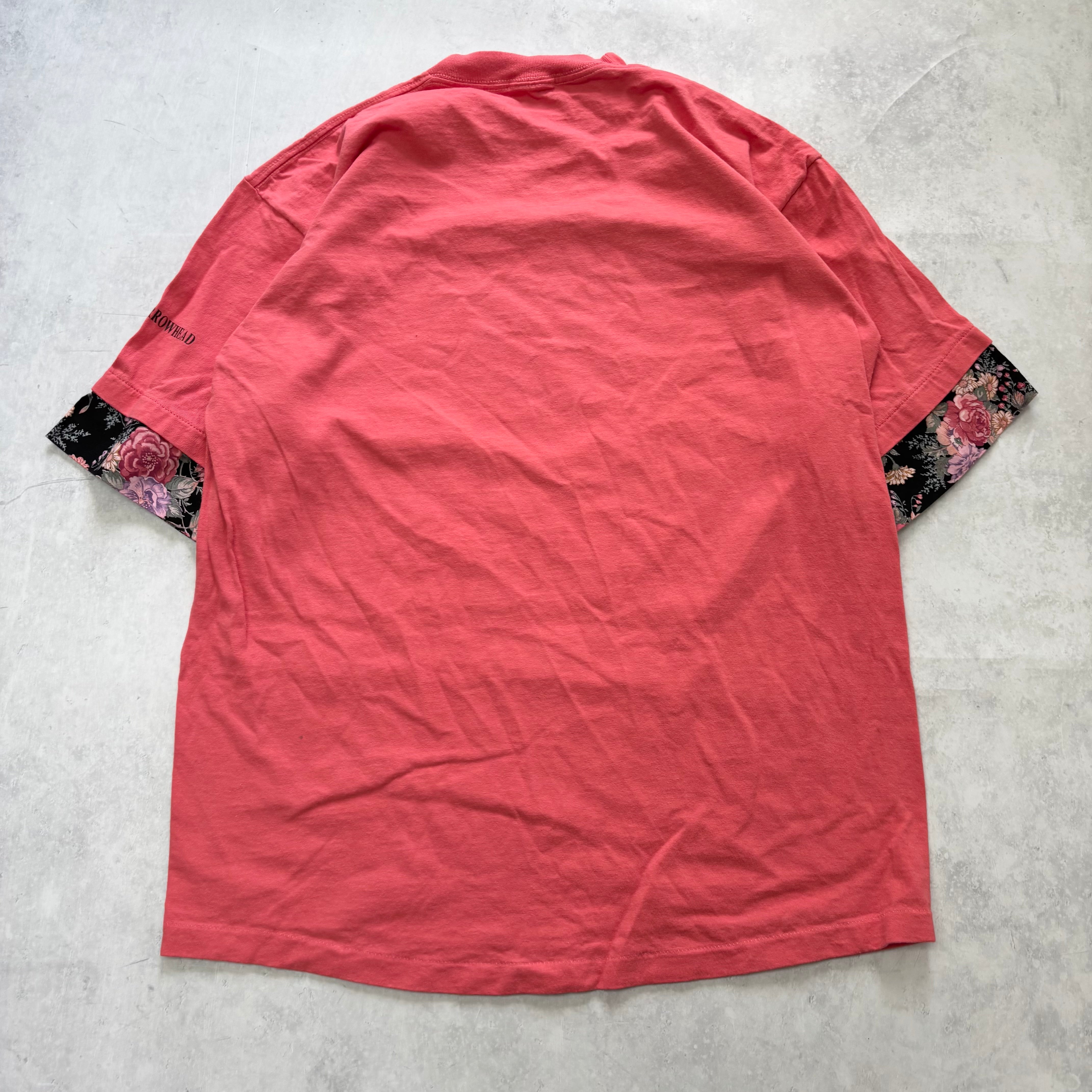 Vintage T Shirt Mens Medium Pink Single Stitch Graphic Print 90s Flowers