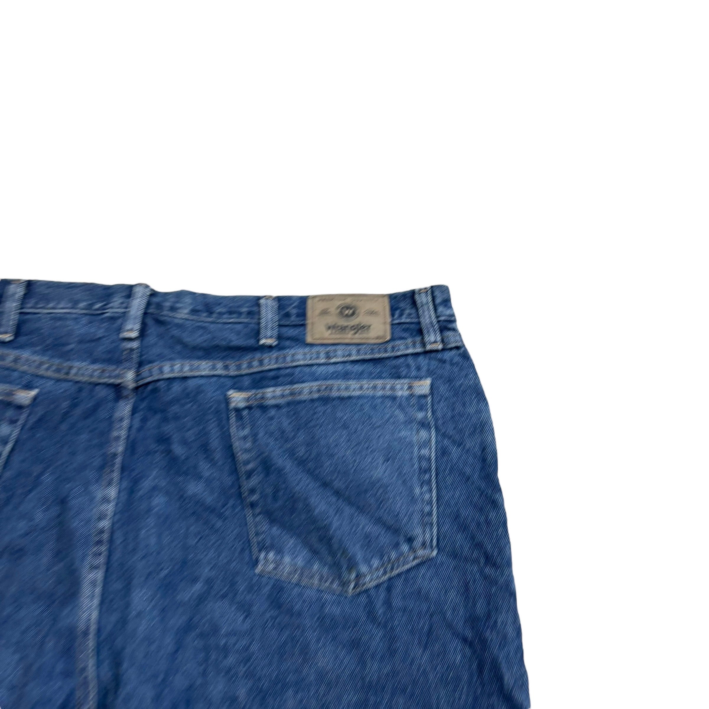 Wrangler Jeans W42 L30 Mens Mid Blue Relaxed Straight Fit Denim (E)